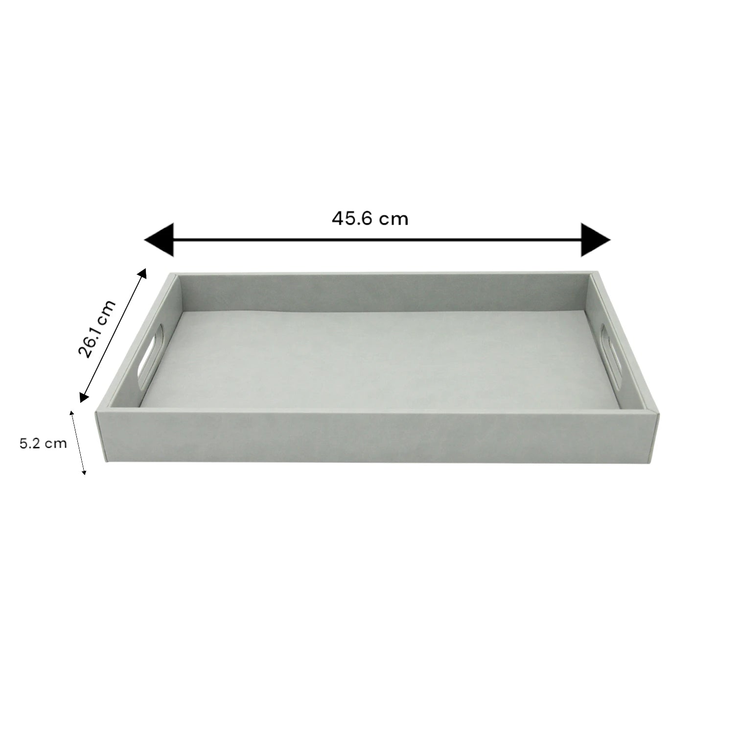 Damoo Black Faux Leather Serving Tray with Handles – Rectangular Organizer Tray for Kitchen, Office, Coffee Table, or Bathroom - Damoo