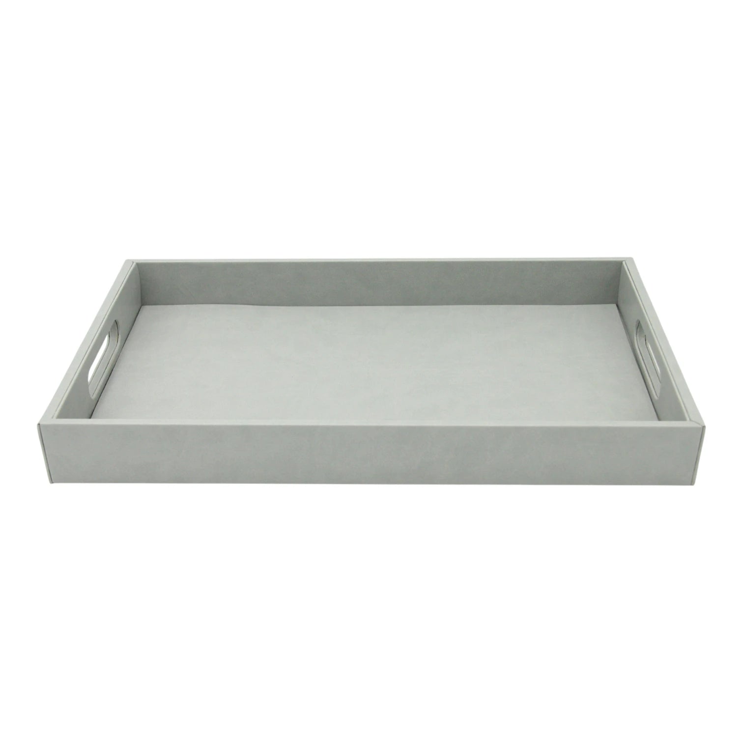 Damoo Black Faux Leather Serving Tray with Handles – Rectangular Organizer Tray for Kitchen, Office, Coffee Table, or Bathroom - Damoo