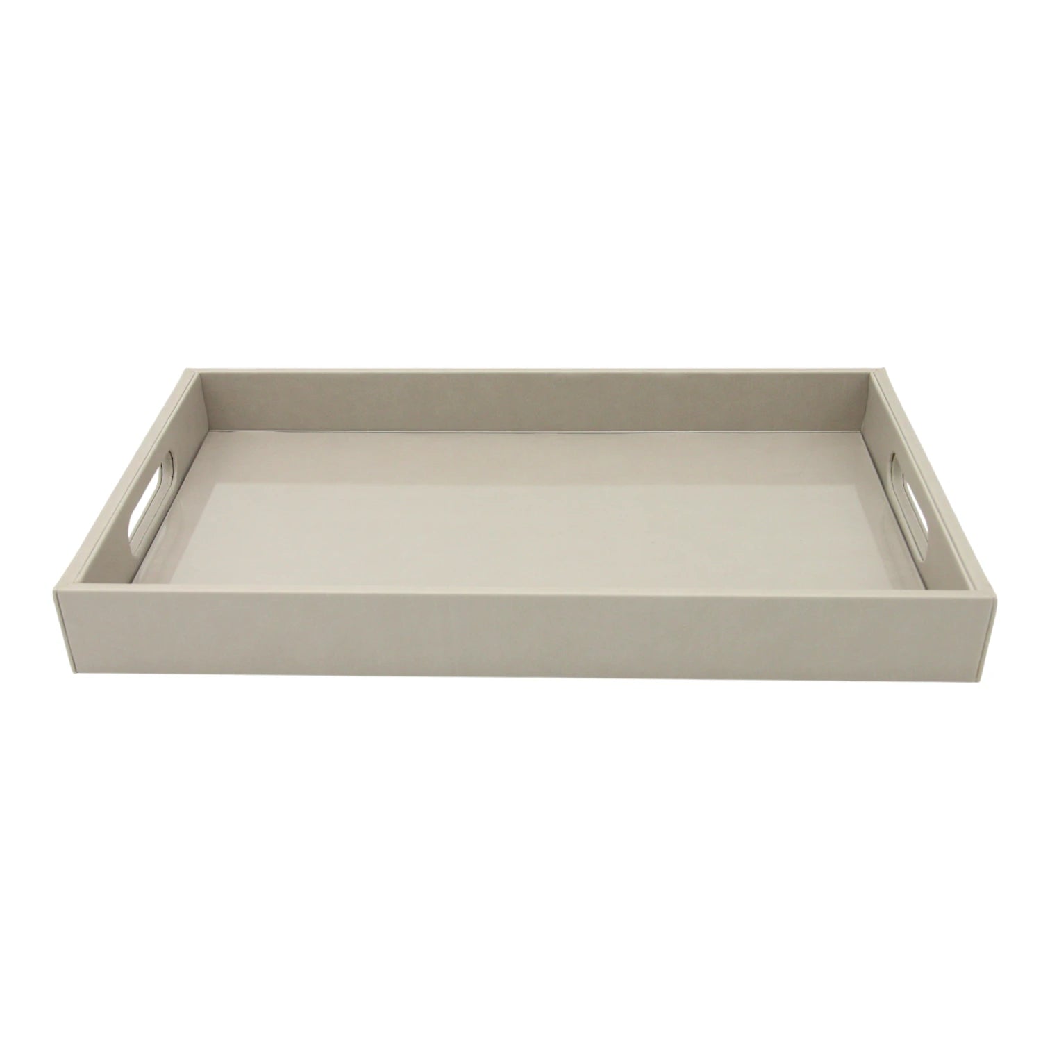 Damoo Black Faux Leather Serving Tray with Handles – Rectangular Organizer Tray for Kitchen, Office, Coffee Table, or Bathroom - Damoo
