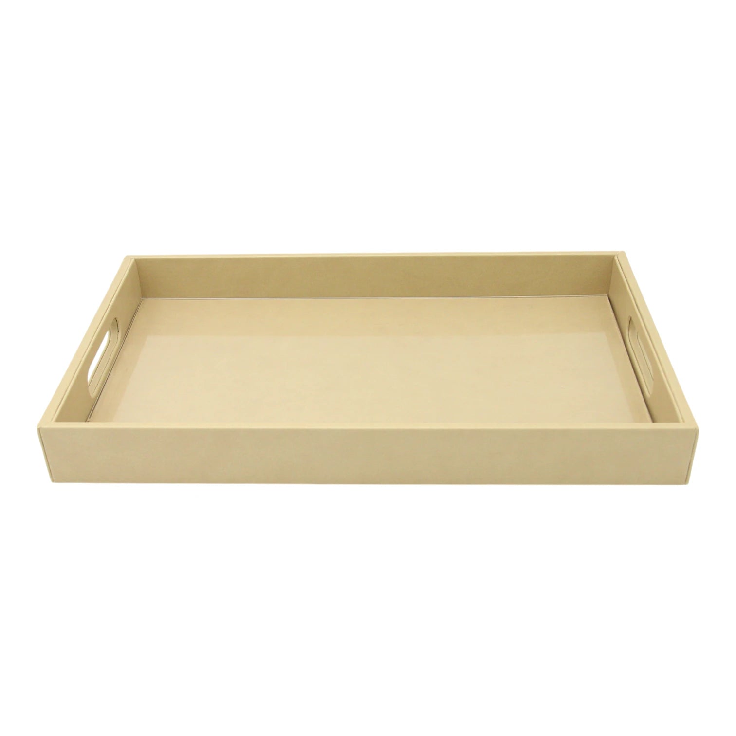 Damoo Black Faux Leather Serving Tray with Handles – Rectangular Organizer Tray for Kitchen, Office, Coffee Table, or Bathroom - Damoo