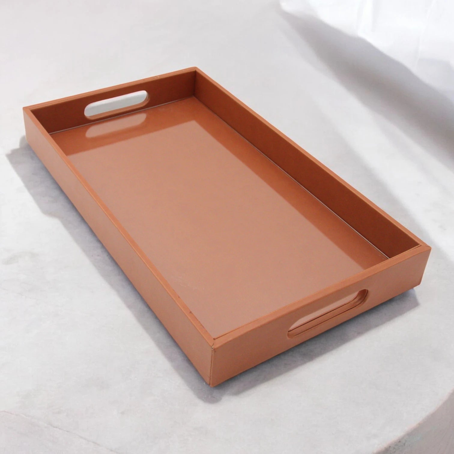 Damoo Black Faux Leather Serving Tray with Handles – Rectangular Organizer Tray for Kitchen, Office, Coffee Table, or Bathroom - Damoo