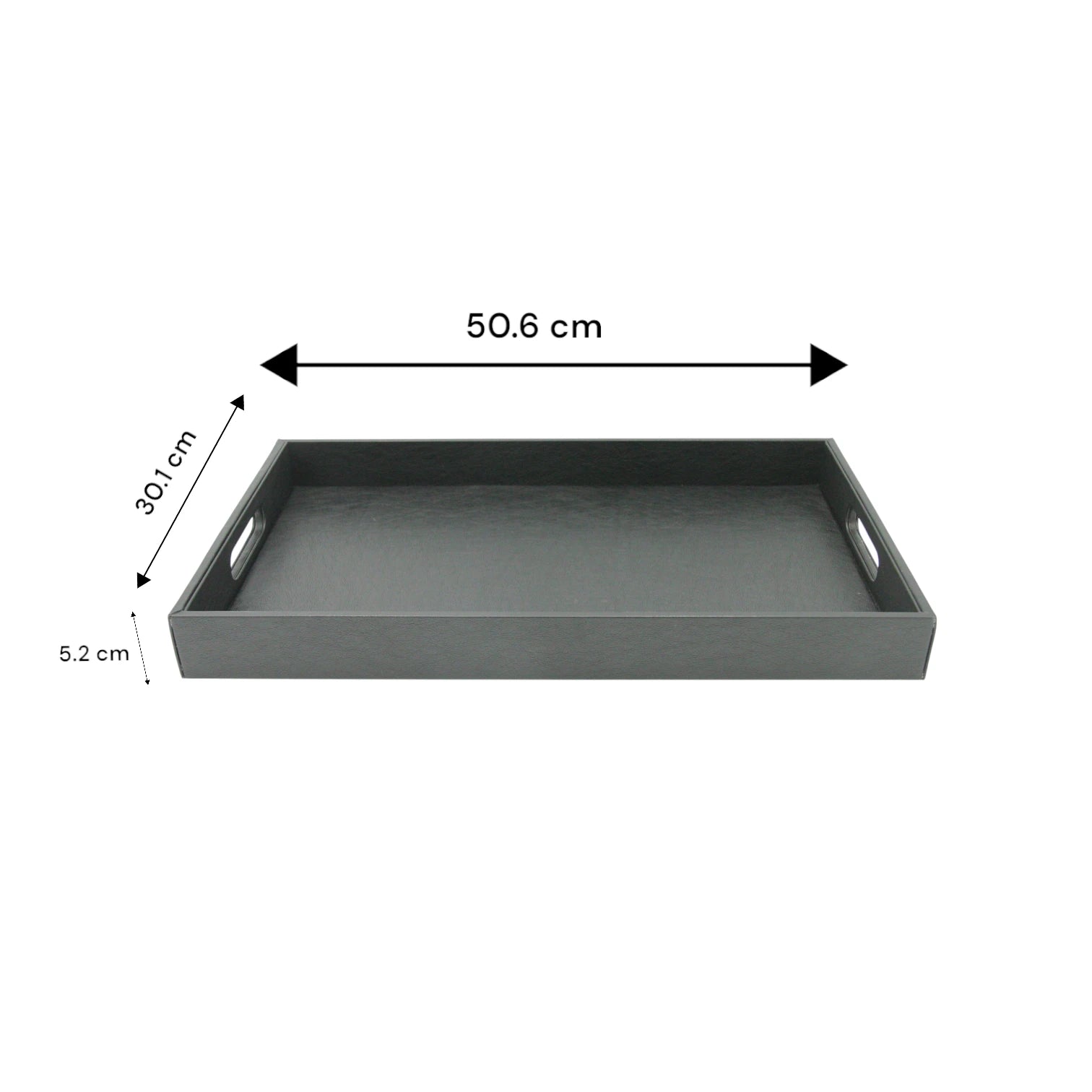 Damoo Black Faux Leather Serving Tray with Handles – Rectangular Organizer Tray for Kitchen, Office, Coffee Table, or Bathroom - Damoo