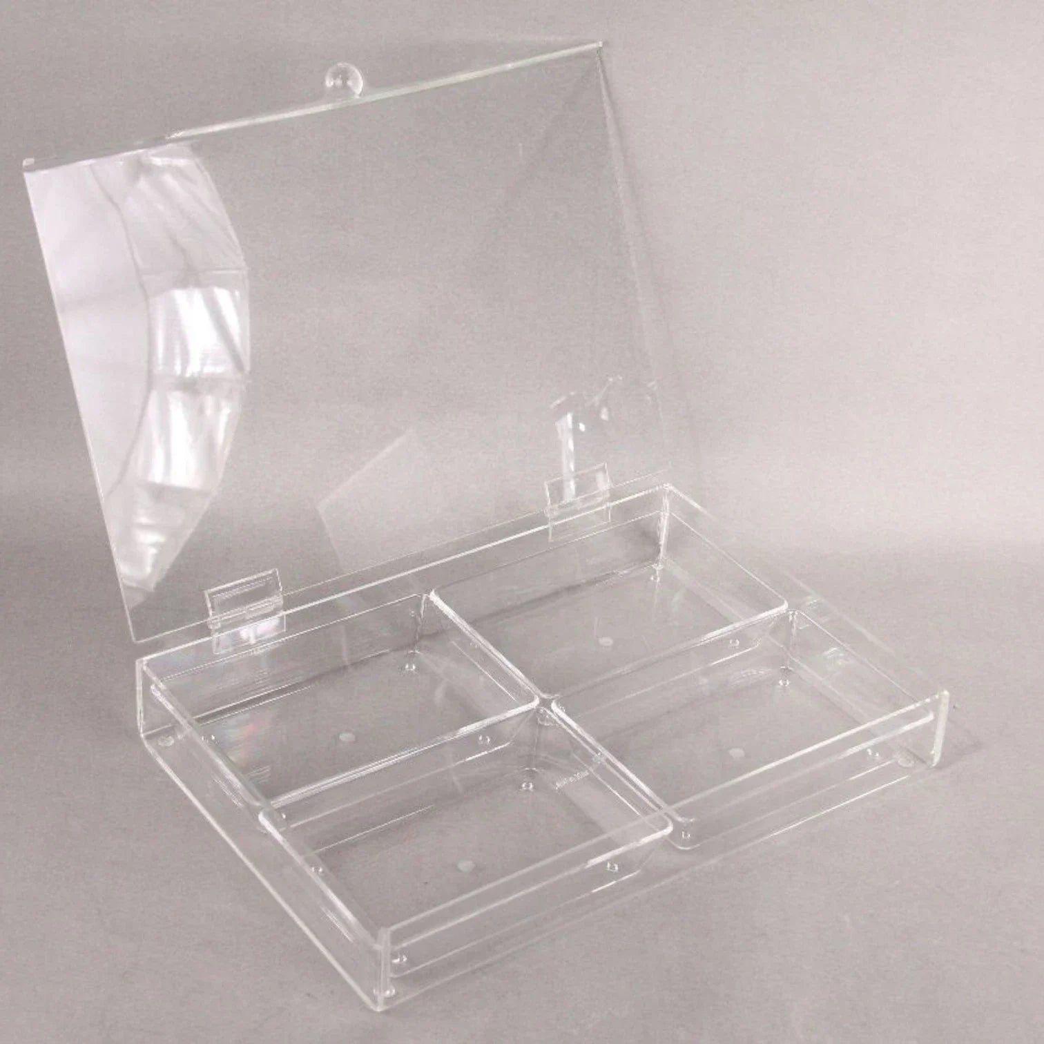 Damoo Clear Acrylic Compartment Tray with Lid – 4-Section Organizer Box for Sweets, Dates, Spices & Accessories – Durable, Elegant Display with Flip Lid Cover - Damoo