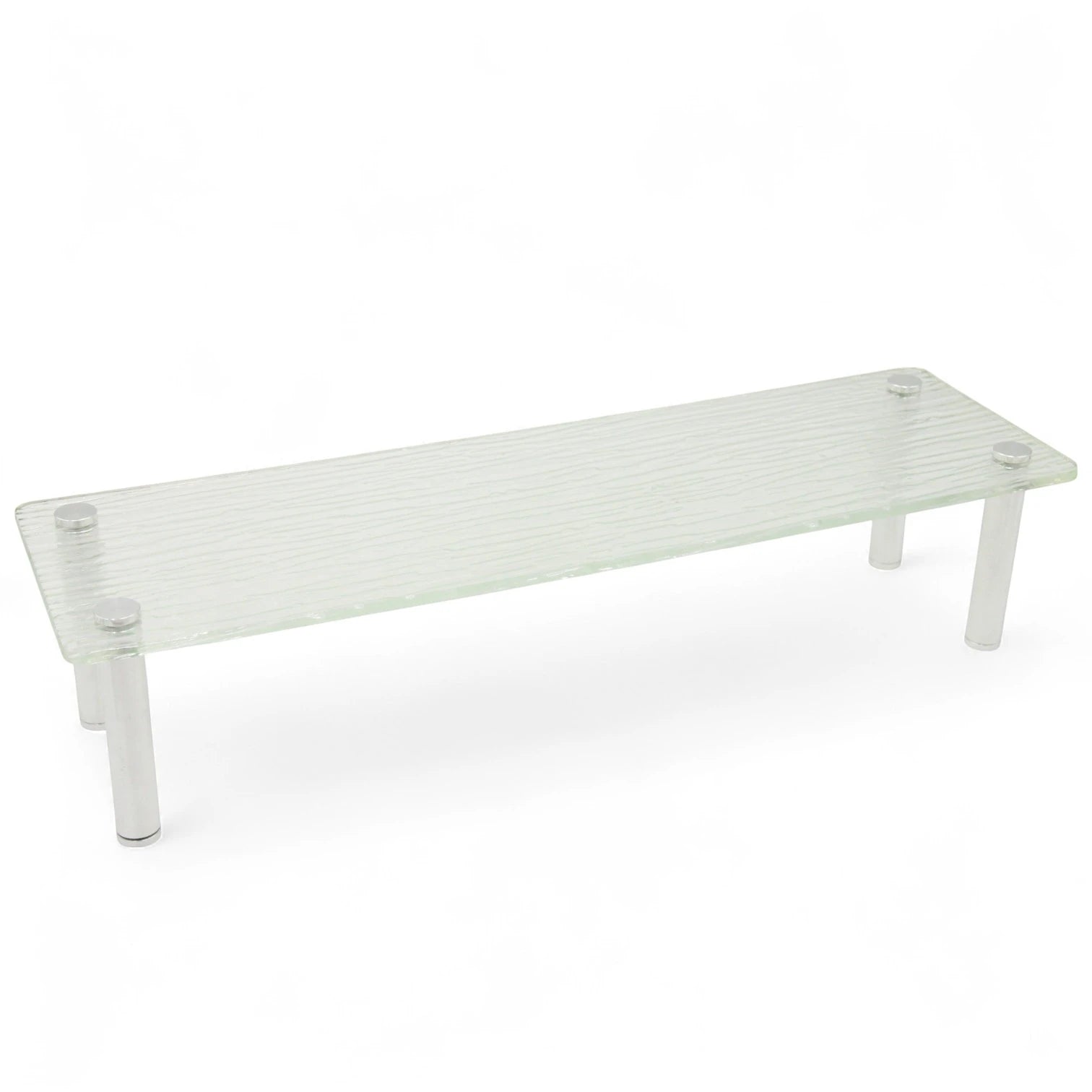 Damoo Glass Display Riser Stand Texture and Chrome Legs – Durable Modern Shelf for Retail, Dessert, and Home Organization by Damoo - Damoo