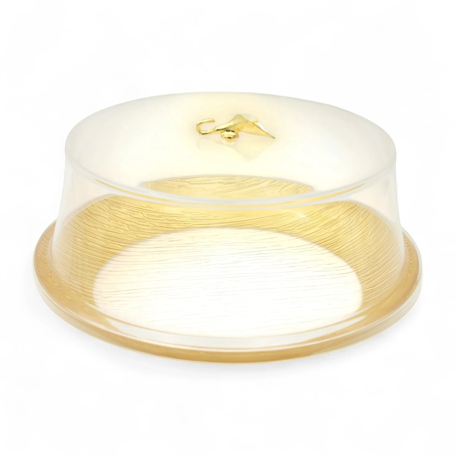Damoo Clear Round Cake Box with Gold Handle – Elegant Dessert Display Container with Textured Dome Cover for Cakes, Pastries & Treats - Damoo