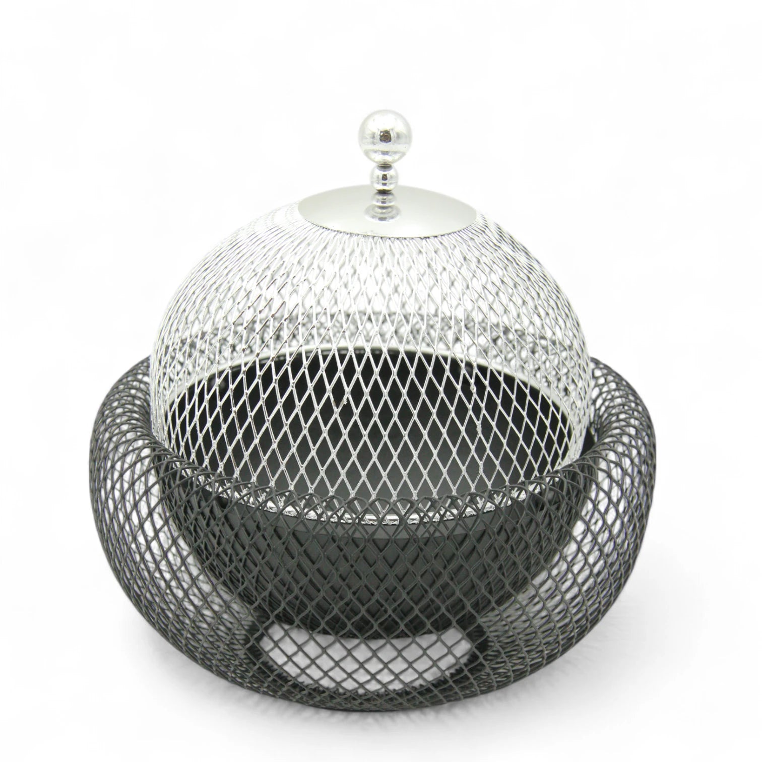 Damoo Durable Gold & Pink Snack Tray with Protective Metal Mesh Cover – Shatter-Resistant Base & Insect-Proof Dome for Fruit, Pastry & Dessert Serving - Damoo