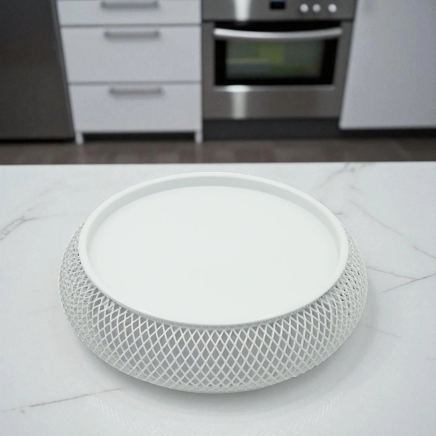 Damoo Durable Snack Tray with Protective Metal Mesh Cover – Shatter-Resistant Base & Insect-Proof Dome for Fruit, Pastry & Dessert Serving - Damoo