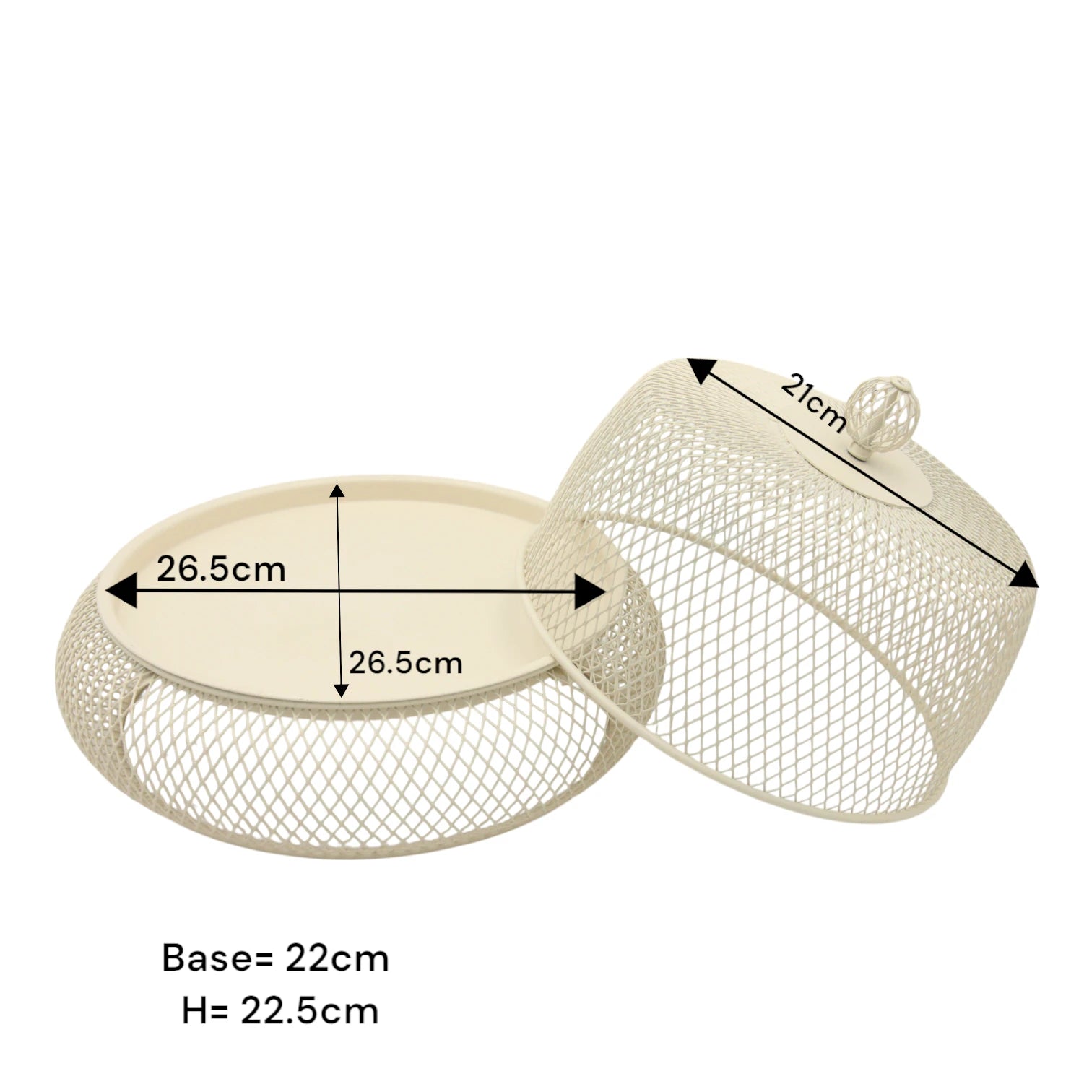 Damoo Durable Snack Tray with Protective Metal Mesh Cover – Shatter-Resistant Base & Insect-Proof Dome for Fruit, Pastry & Dessert Serving - Damoo
