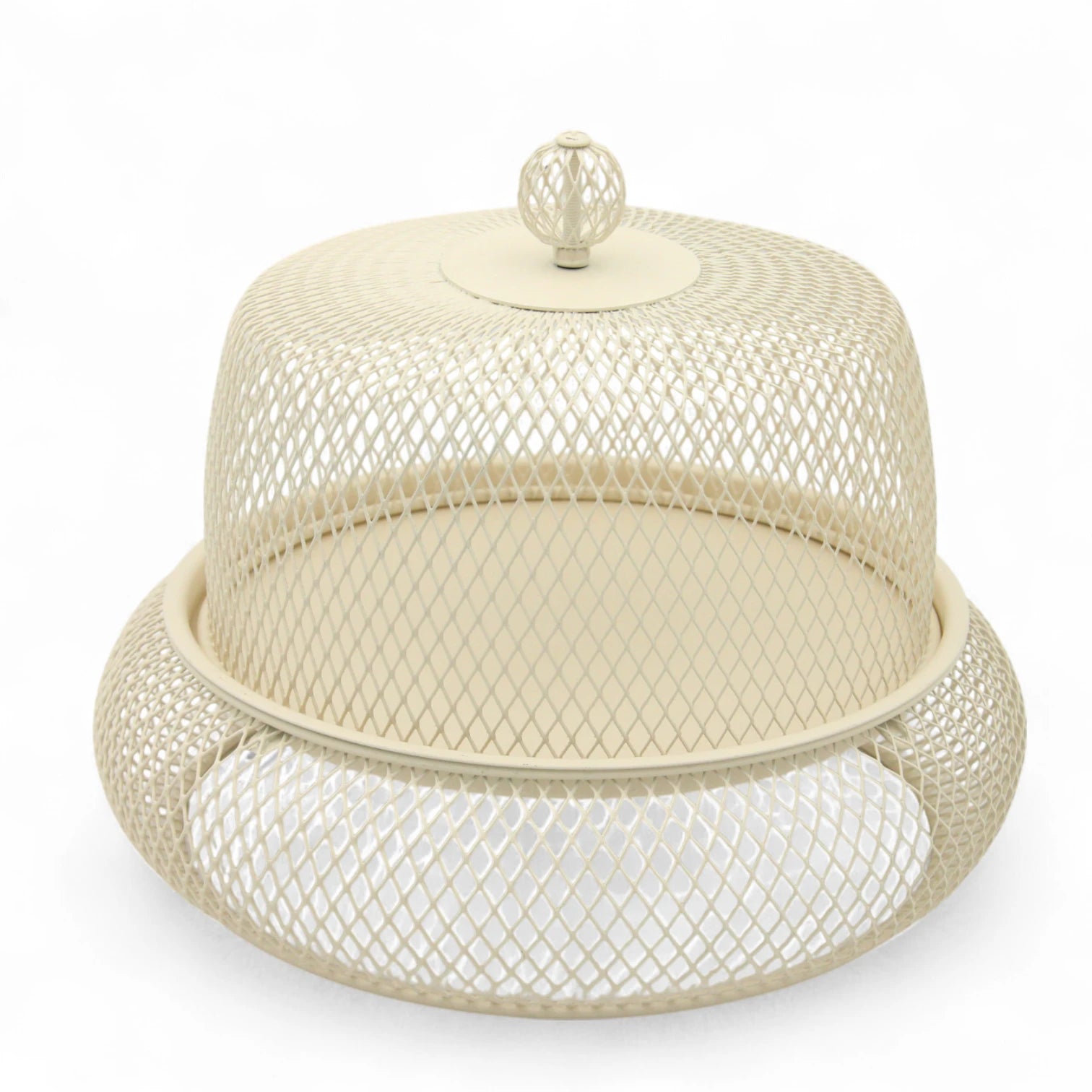 Damoo Durable Snack Tray with Protective Metal Mesh Cover – Shatter-Resistant Base & Insect-Proof Dome for Fruit, Pastry & Dessert Serving - Damoo