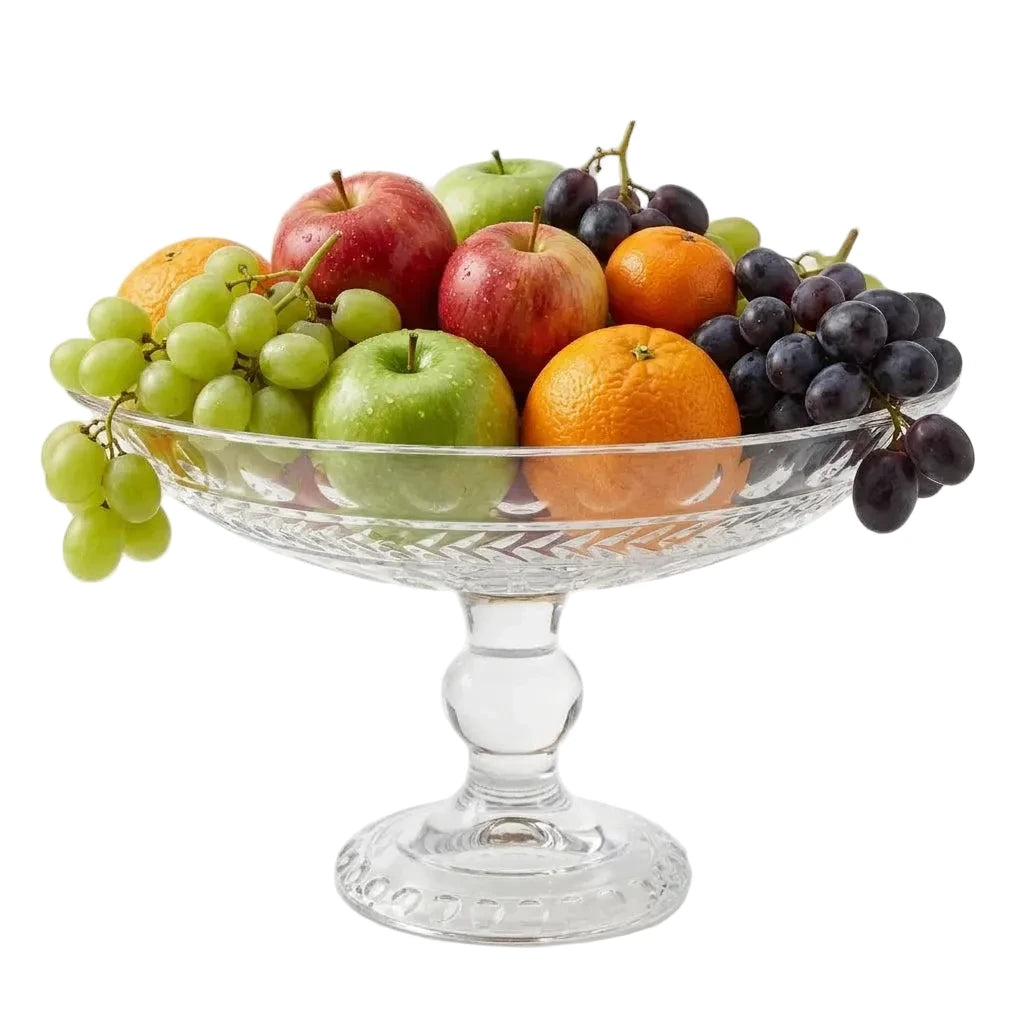 Damoo Elegant Clear Glass Pedestal Bowl – Decorative Serving Dish with Stand for Fruits, Desserts, Centerpieces - Damoo