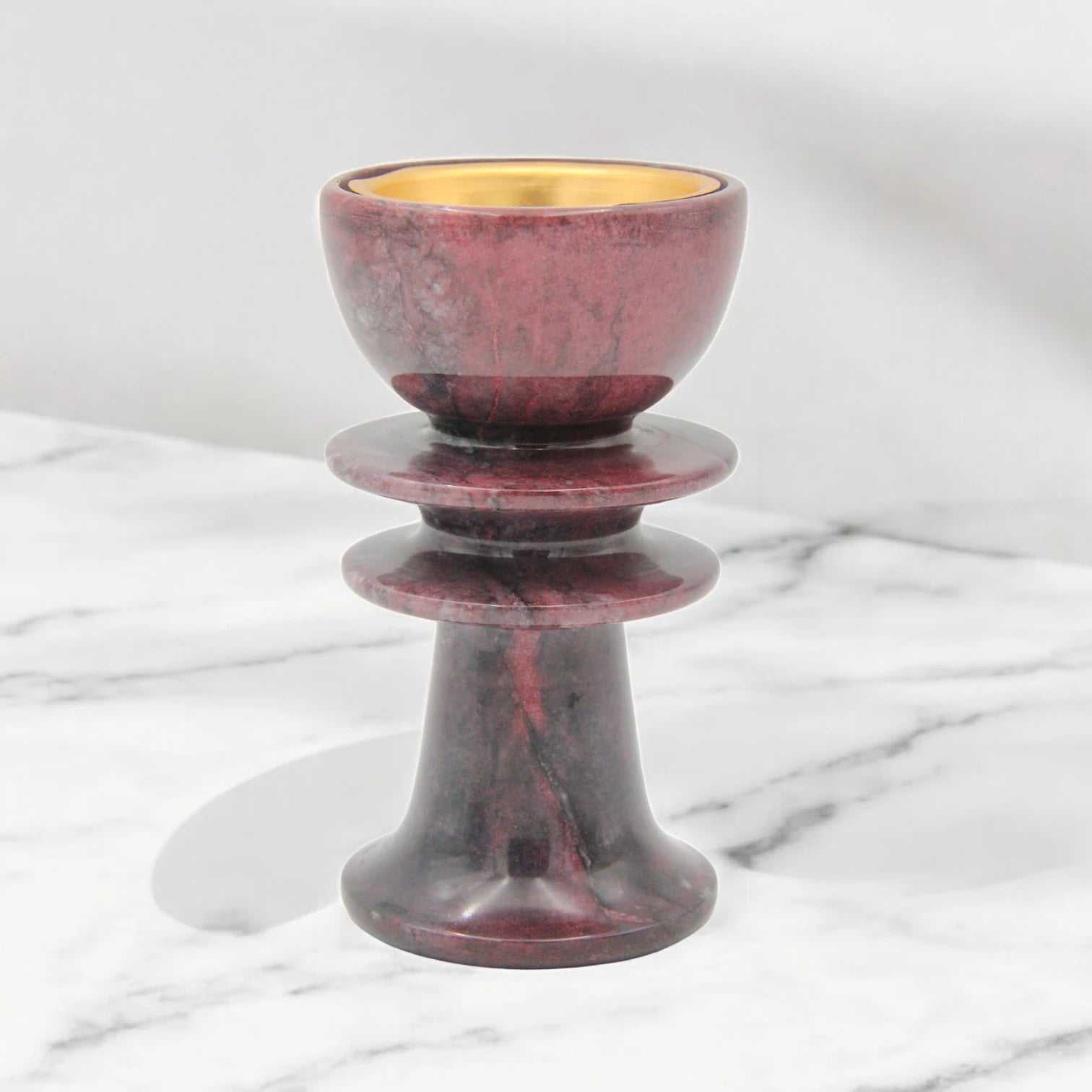Damoo Elegant Purple Marble Incense Burner – Handmade Bakhoor Holder with Gold-Plated Inner Bowl – for Home, Majlis, for Gifts - Damoo