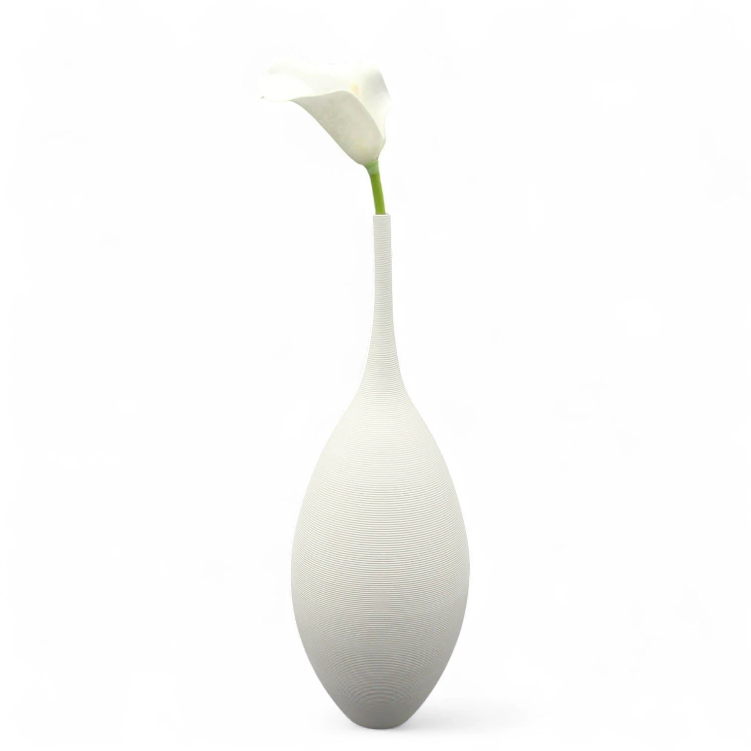 Damoo Elegant White Ceramic Vase with Minimalist Teardrop Design – Ideal for Modern Home Decor or Single Stem Display - Damoo