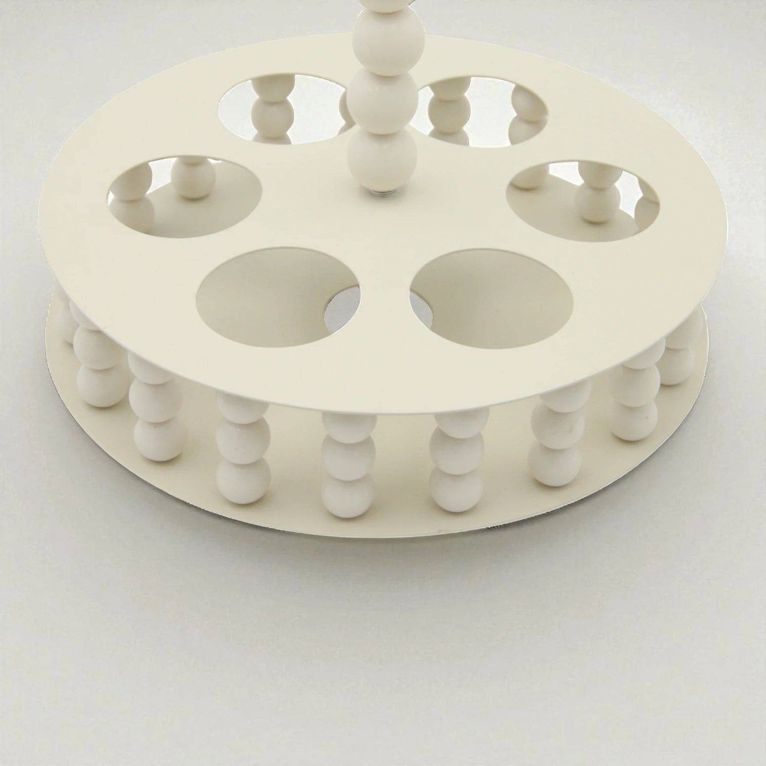 Damoo Elegant White Wooden Cup Holder Tray with Arabic Calligraphy – Decorative Circular Display Stand for Coffee, Juice, or Dessert Glasses - Damoo