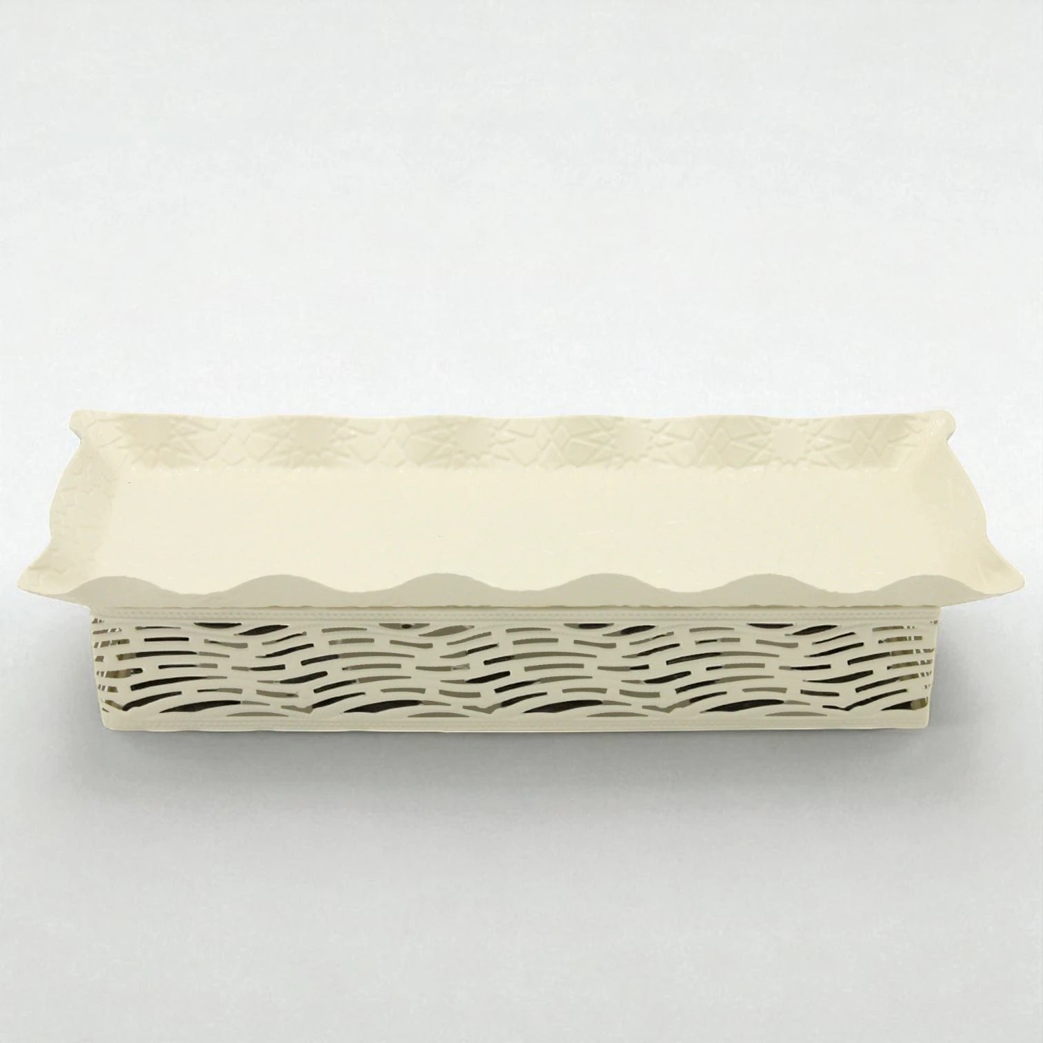 Damoo Embossed Rectangular Serving Tray – Decorative Metal Tray for Coffee Table, Entryway, Snacks, Sweets & Vanity Décor - Damoo