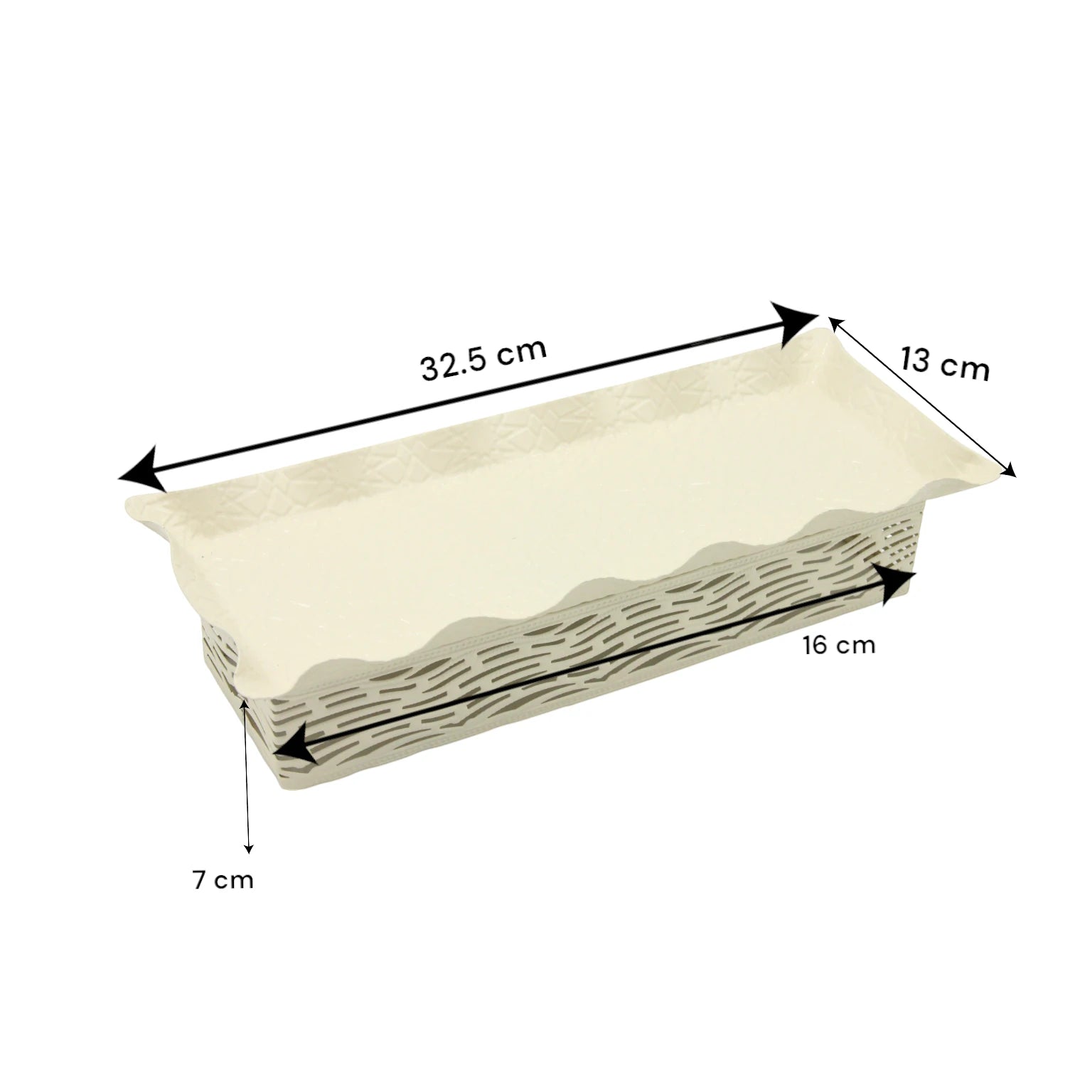 Damoo Embossed Rectangular Serving Tray – Decorative Metal Tray for Coffee Table, Entryway, Snacks, Sweets & Vanity Décor - Damoo