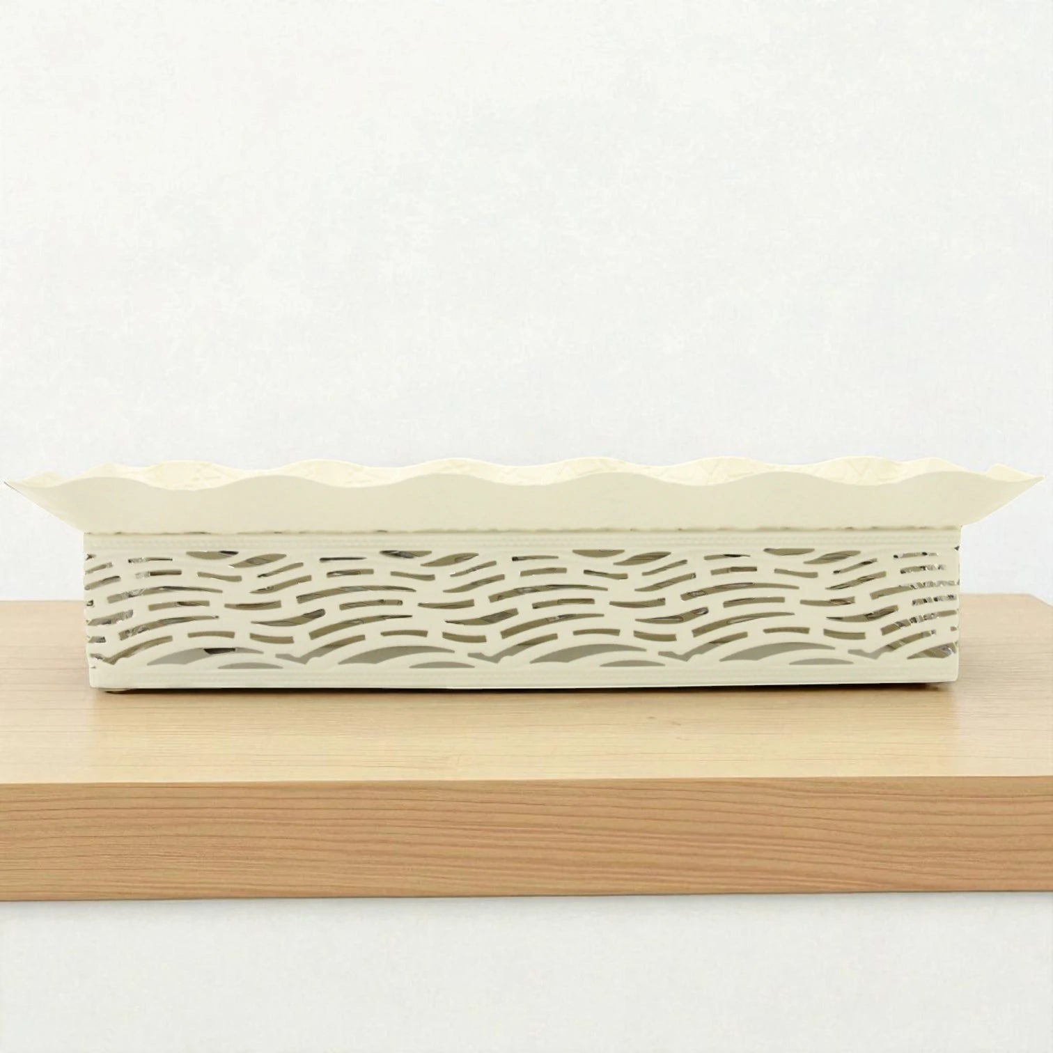 Damoo Embossed Rectangular Serving Tray – Decorative Metal Tray for Coffee Table, Entryway, Snacks, Sweets & Vanity Décor - Damoo