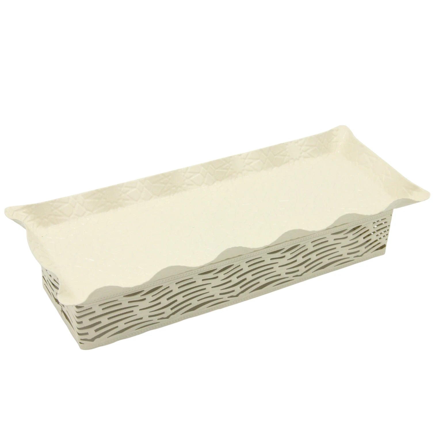 Damoo Embossed Rectangular Serving Tray – Decorative Metal Tray for Coffee Table, Entryway, Snacks, Sweets & Vanity Décor - Damoo