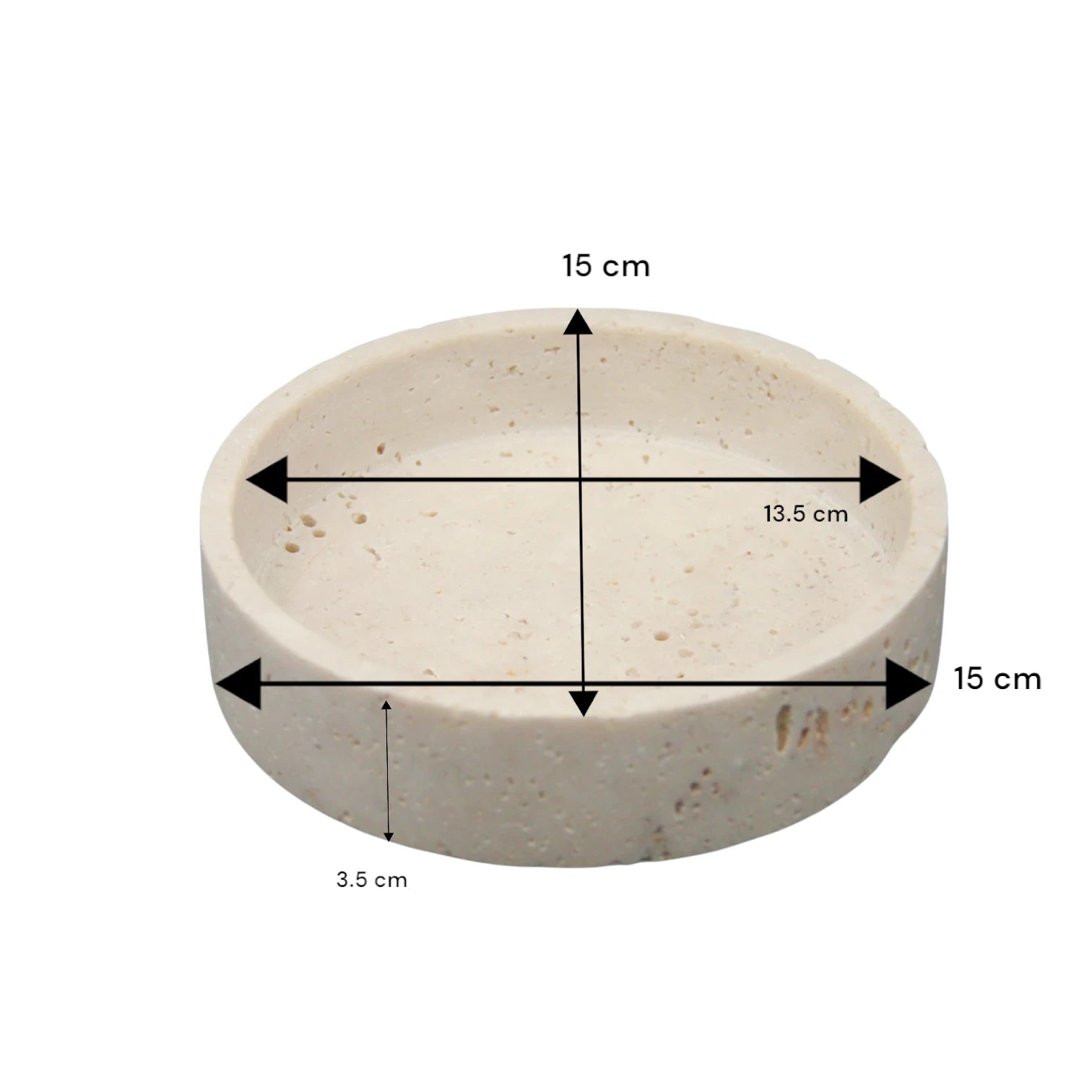 Damoo Hand-Carved Travertine Bowl – Minimalist Round Dish for Keys, Jewelry, Candles, or Decor - Damoo