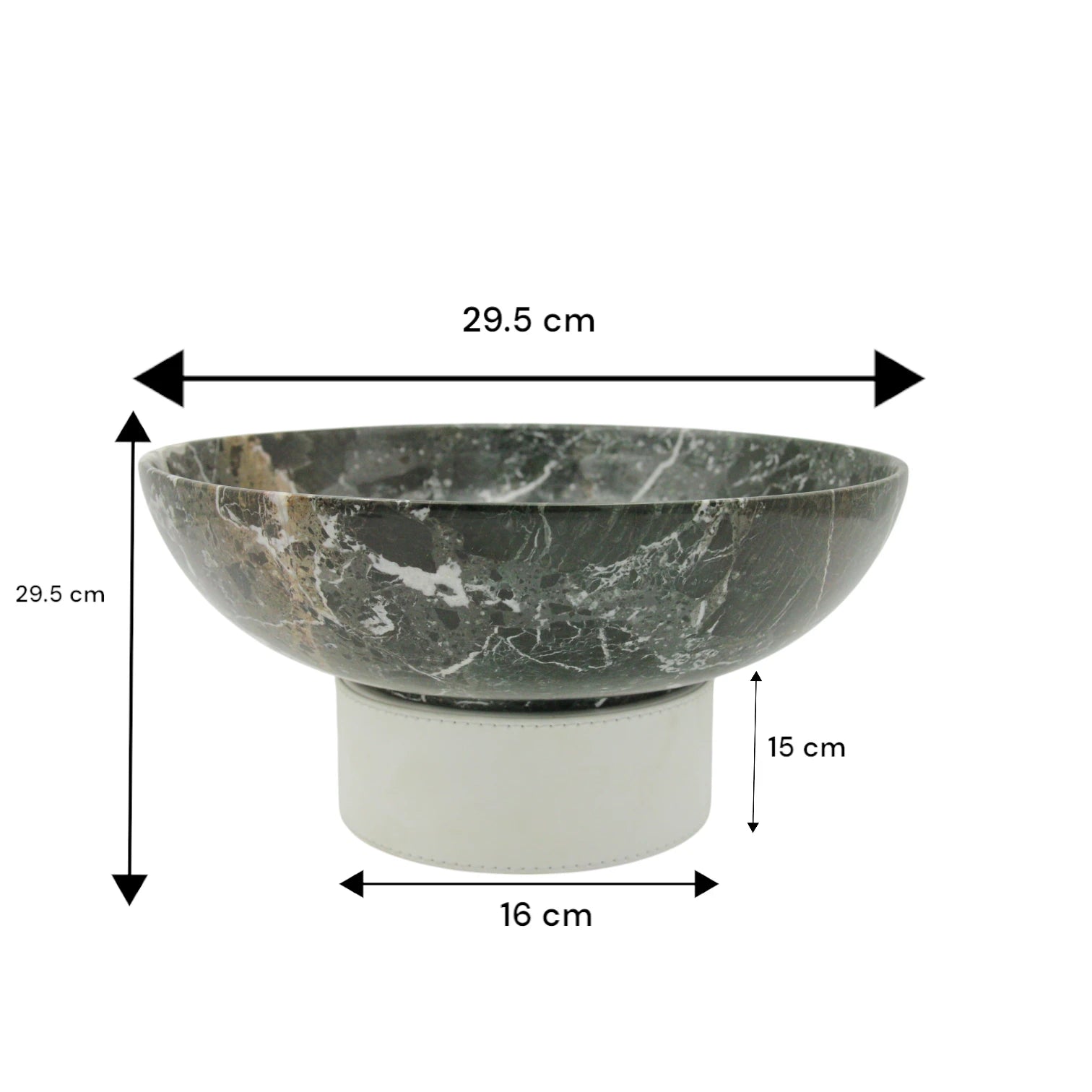Damoo Handcrafted Natural Beige Marble Decorative Bowl with White Faux Leather Base – Luxury Stone for Coffee Table, Kitchen, or Office Decor - Damoo