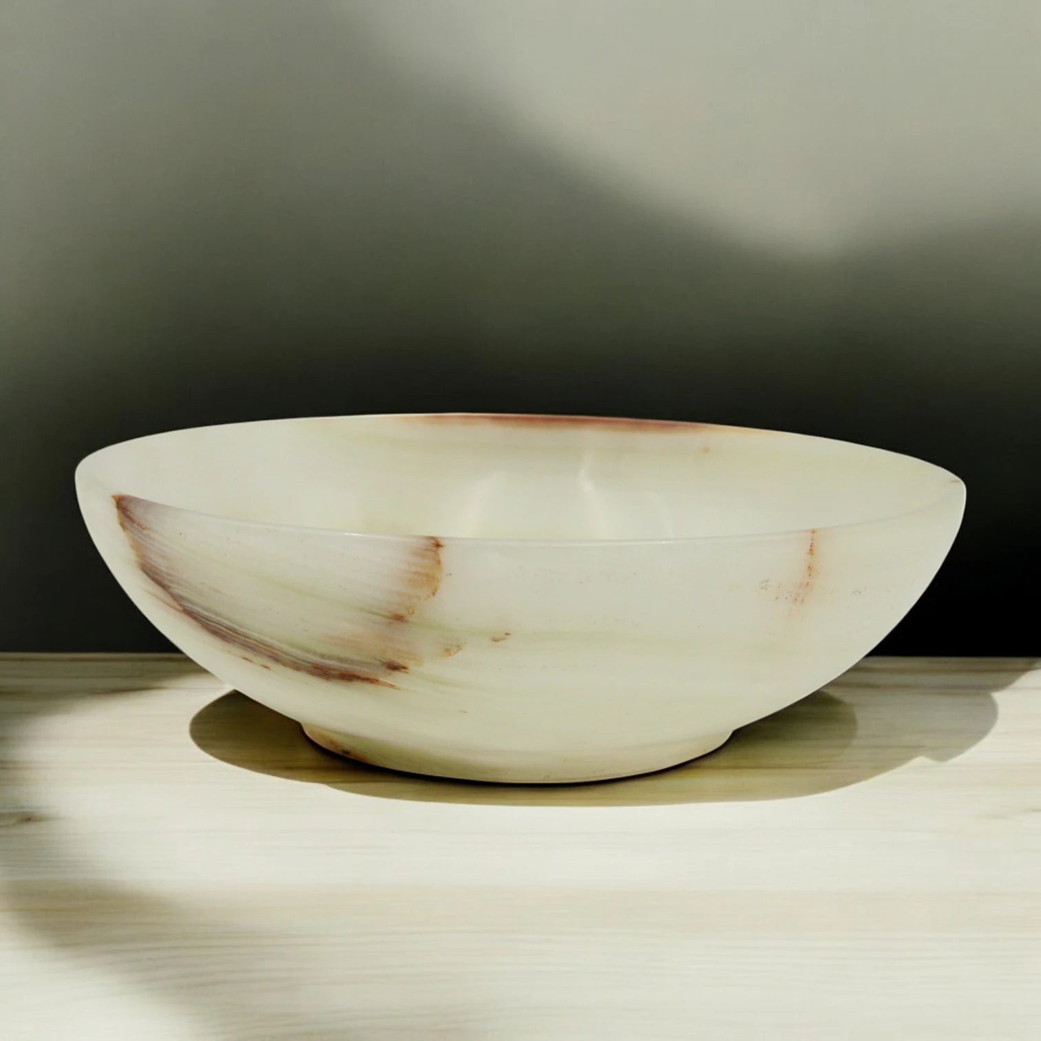 Damoo Handcrafted Onyx Marble Decorative Bowl – Natural Striped Stone Accent for Coffee Tables, Kitchens & Office Décor - Damoo