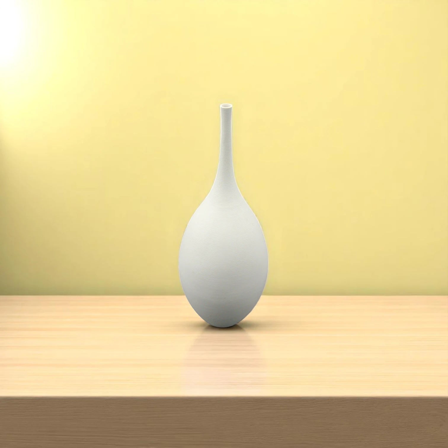 Damoo Handmade Minimalist Ceramic Vase – White Matte Finish, Tall Teardrop Neck, Modern Sculptural Art for Home Décor, Flower Arrangement or Standalone Display - Damoo