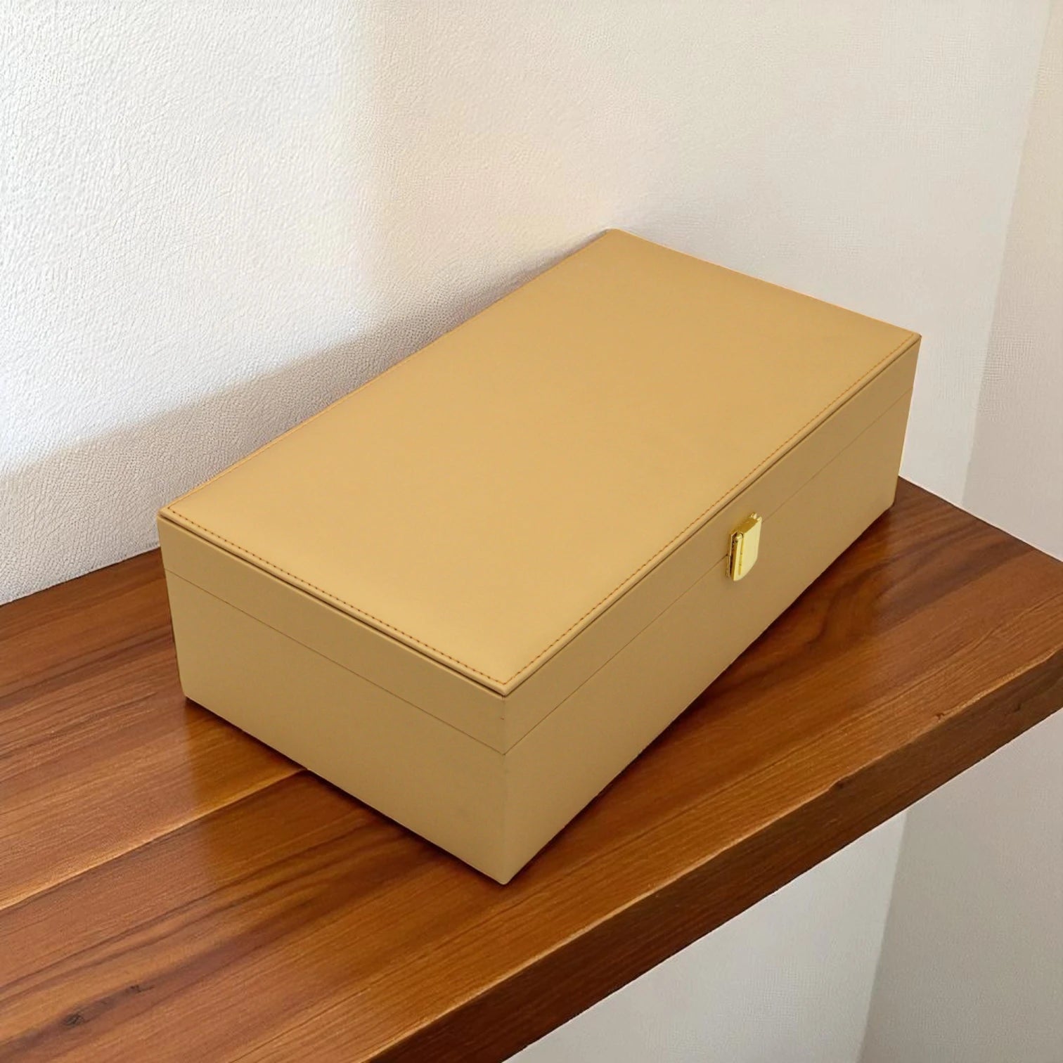 Damoo Luxury Dual Jar Storage Box – Premium Leather Gift Case with Soft Velvet Interior and Gold Lock – Elegant Organizer for Sweets, Dates, Nuts, or Spices - Damoo