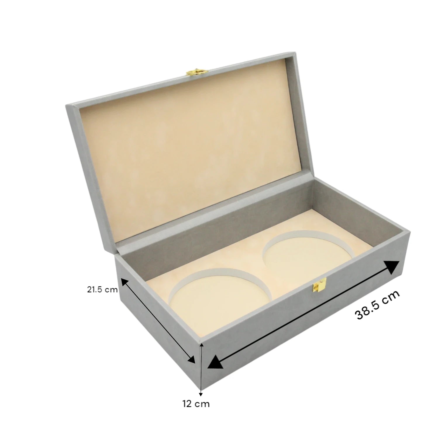 Damoo Luxury Dual Jar Storage Box – Premium Leather Gift Case with Soft Velvet Interior and Gold Lock – Elegant Organizer for Sweets, Dates, Nuts, or Spices - Damoo