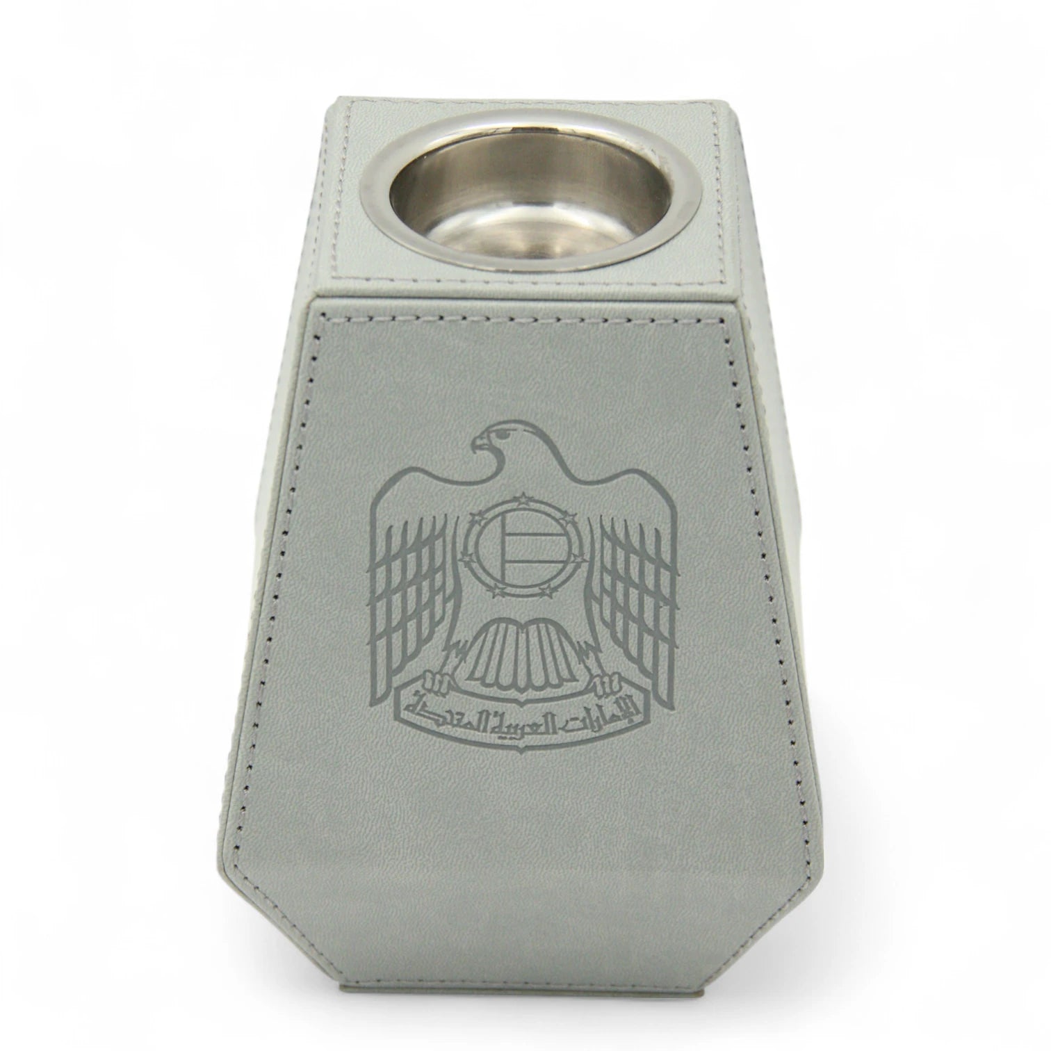 Damoo Luxury Faux Leather Bukhoor Burner with UAE Emblem – Modern Mabkhara Incense Holder for Home, Office, Majlis & Special Occasions - Damoo