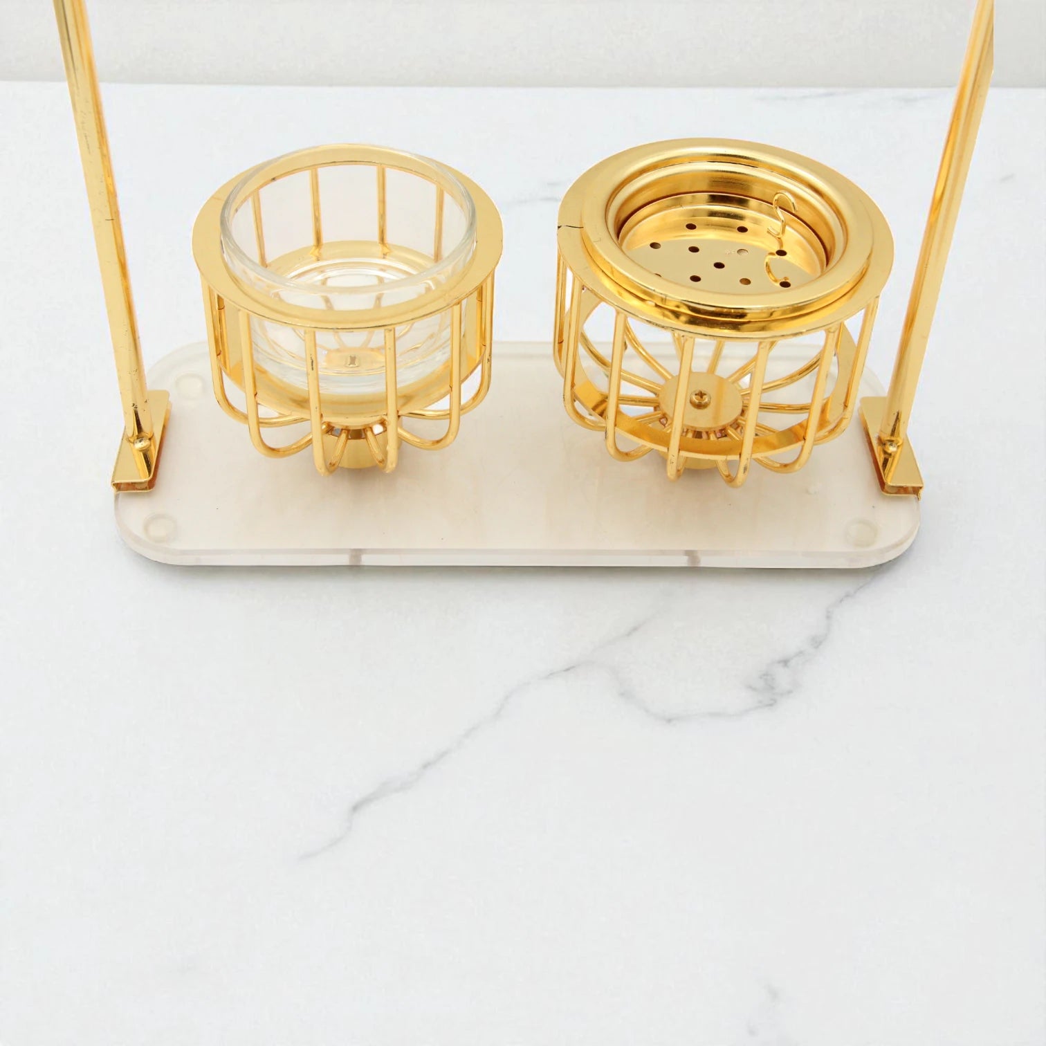 Damoo Luxury Gold Cage-Style Mabkhara Incense Burner with Bakhoor Spoon – Elegant Arabic Bukhoor Stand for Majlis, Ramadan & Gifting - Damoo