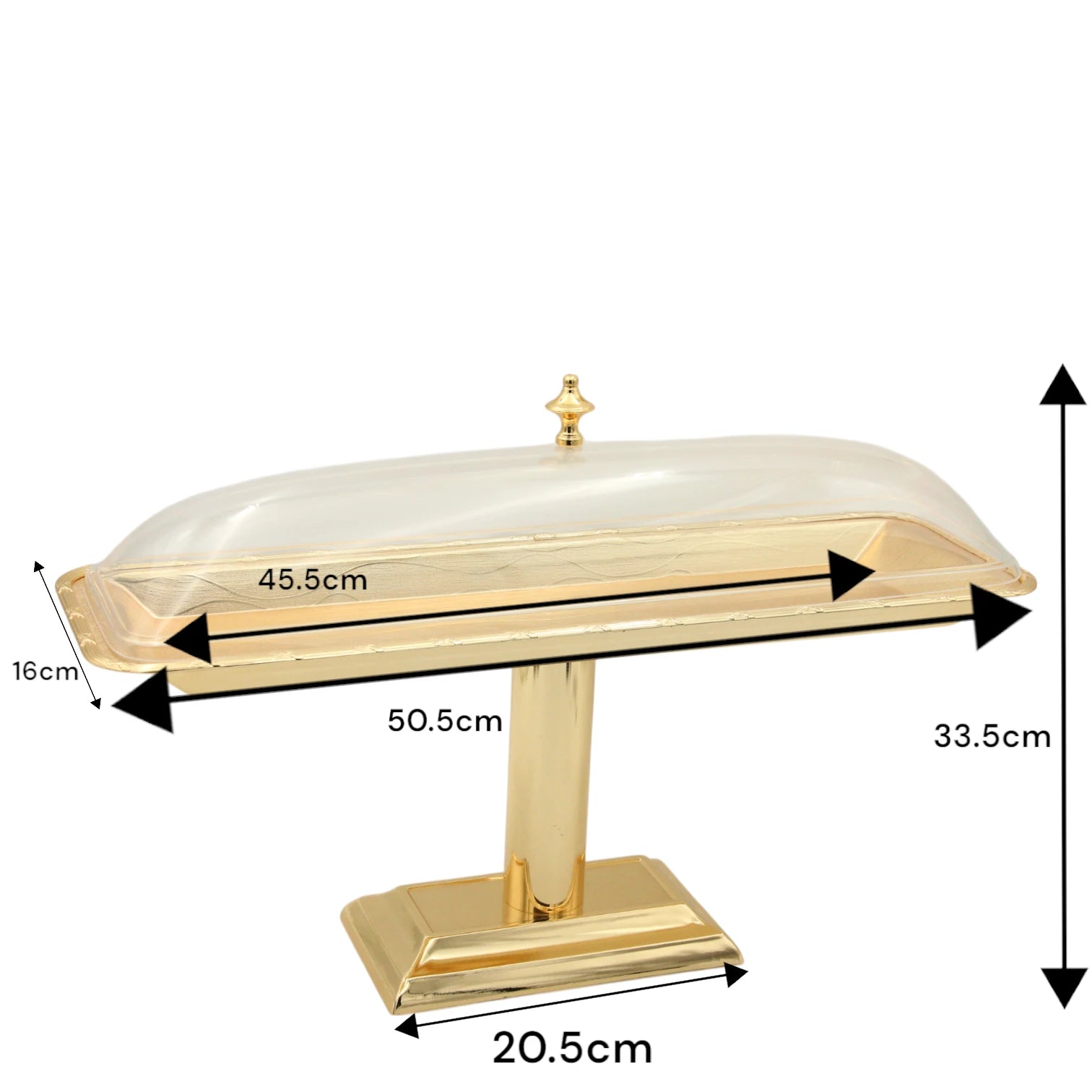 Damoo Luxury Gold Pedestal Sweet Tray with Clear Lid – Elegant Covered Dessert Stand for Serving Pastries, Dates & Treats - Damoo
