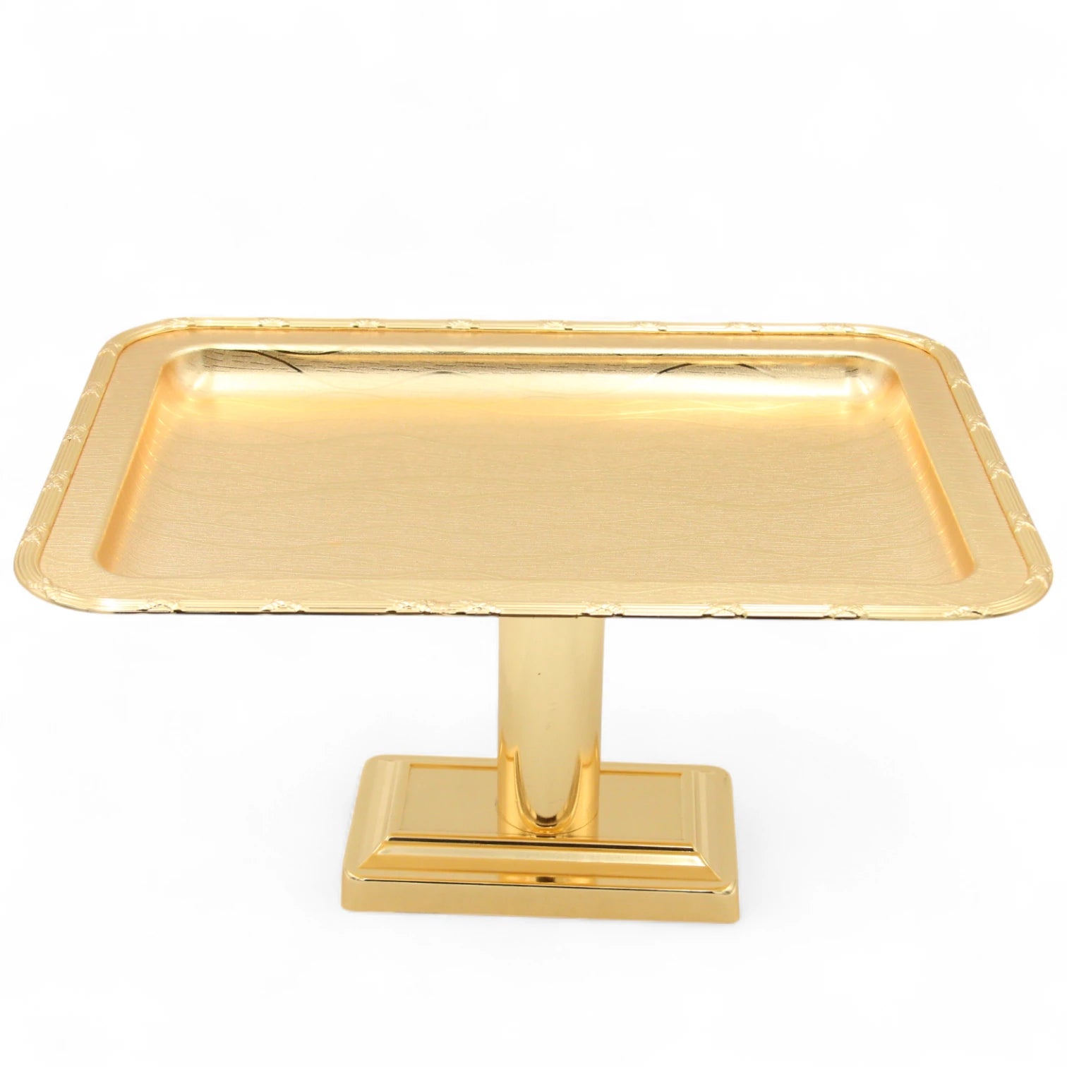 Damoo Luxury Gold Pedestal Tray – Elevated Metal Display Stand for Sweets, Cakes & Décor – Elegant Finish for Events & Home Use - Damoo