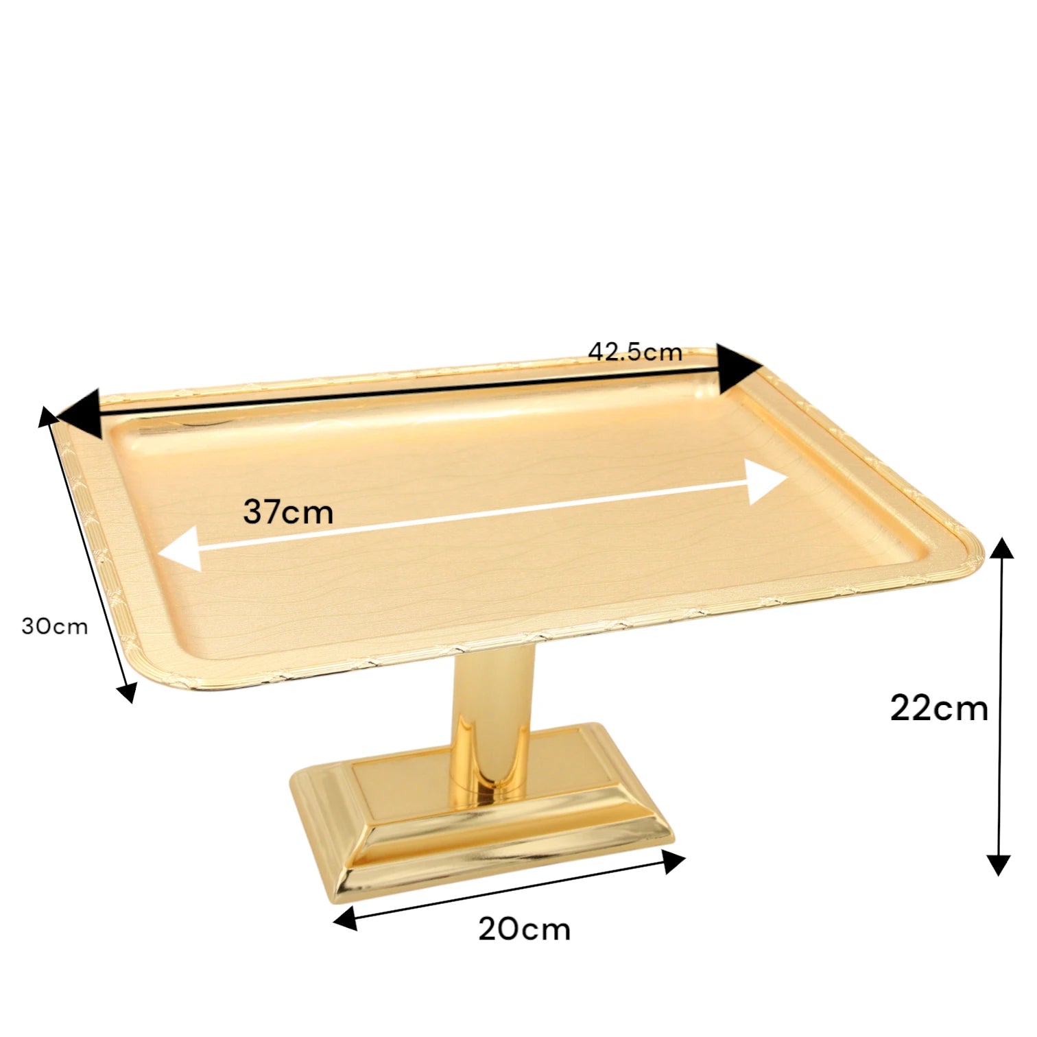 Damoo Luxury Gold Pedestal Tray – Elevated Metal Display Stand for Sweets, Cakes & Décor – Elegant Finish for Events & Home Use - Damoo