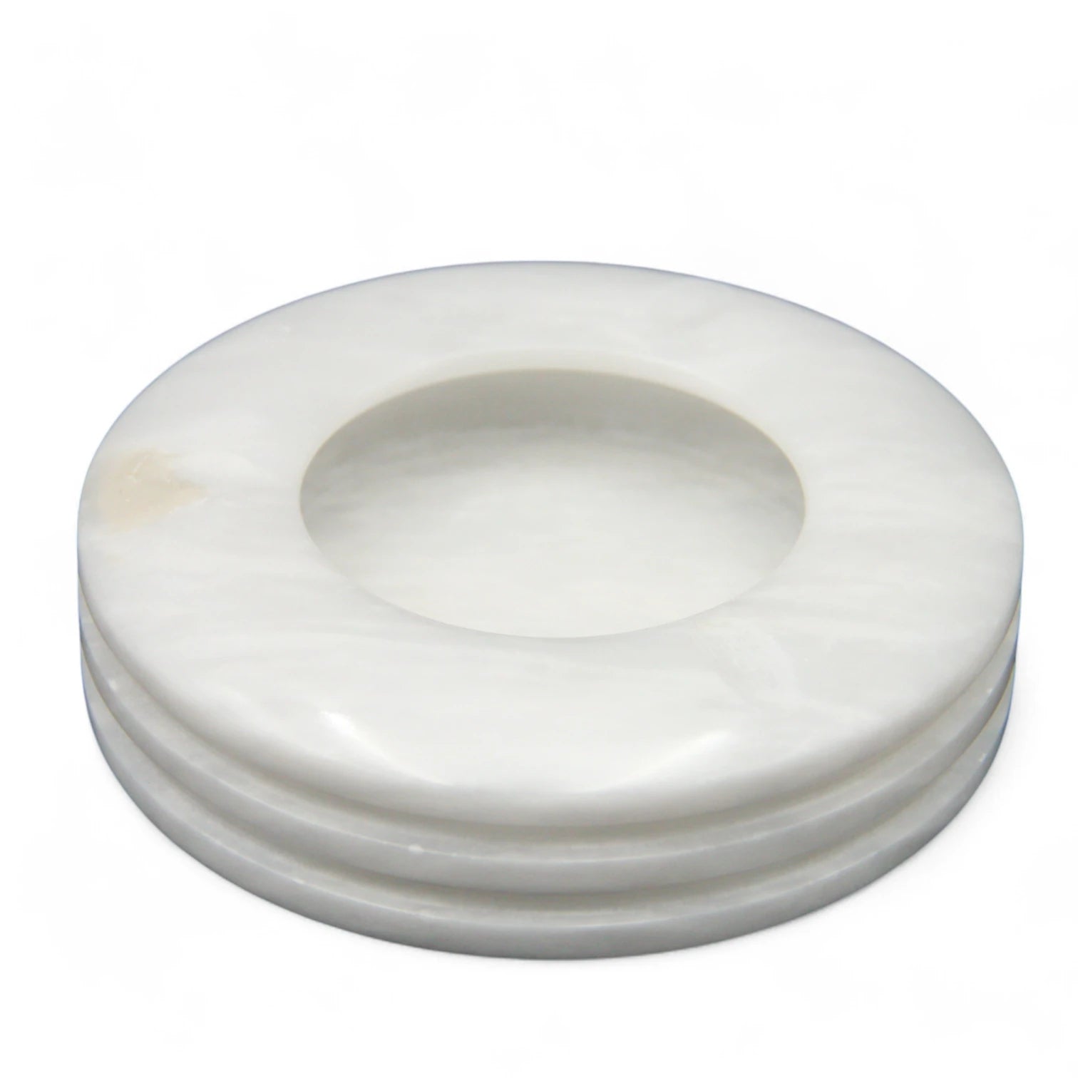 Damoo Luxury White Marble Ashtray – Handcrafted Round Stone Ash Tray for Cigars, Oud, or Decor | Modern Minimalist Smokers Gift or Table Accent - Damoo