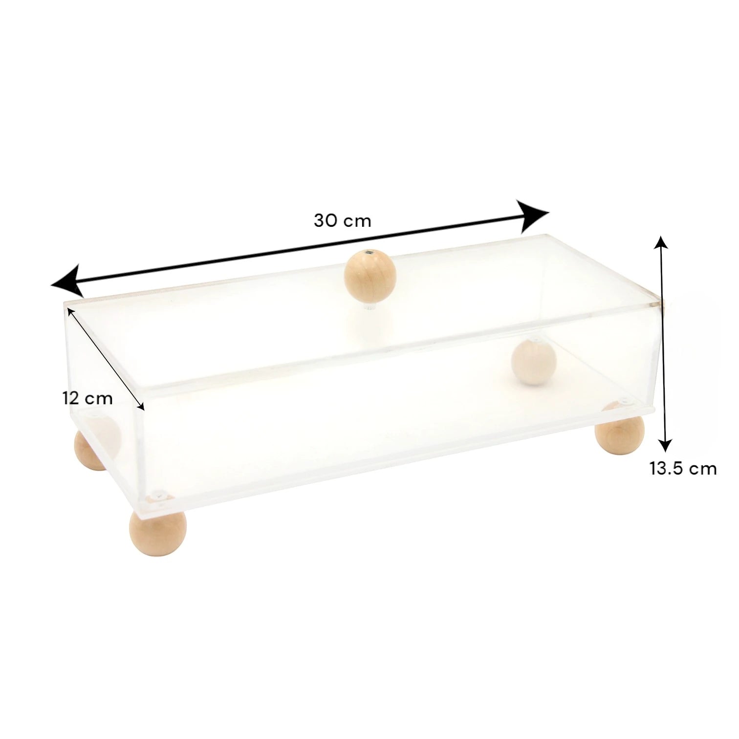 Damoo Modern Acrylic Candy Box with Wooden Knob & Legs – Clear Storage Container with Lid for Dates, Sweets & Snacks - Damoo