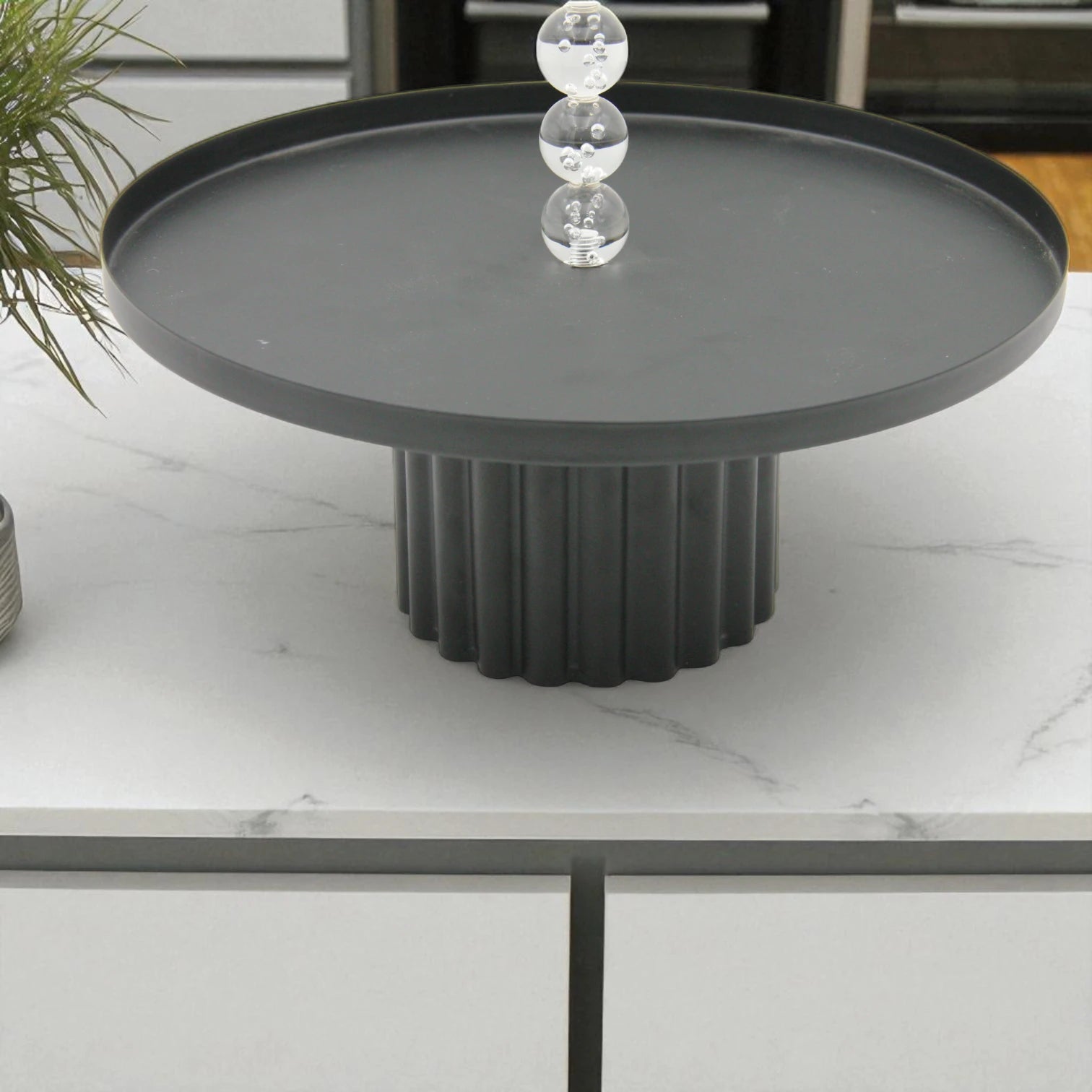 Damoo Modern Arabic Welcome Tray – Decorative Server with Topper & Fluted Base – Elegant Display for Hospitality & Home Décor - Damoo