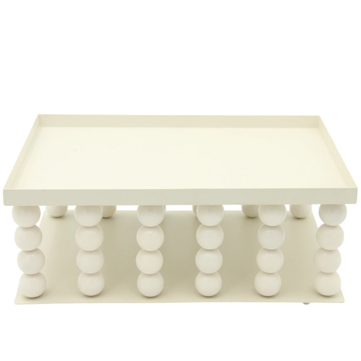 Damoo Modern Decorative Tray Table with Beaded Ball Legs | Elegant Minimalist Display Stand for Home Decor, Events, Parties & Retail Styling | Chic Centerpiece Riser for Cakes, Candles & More - Damoo