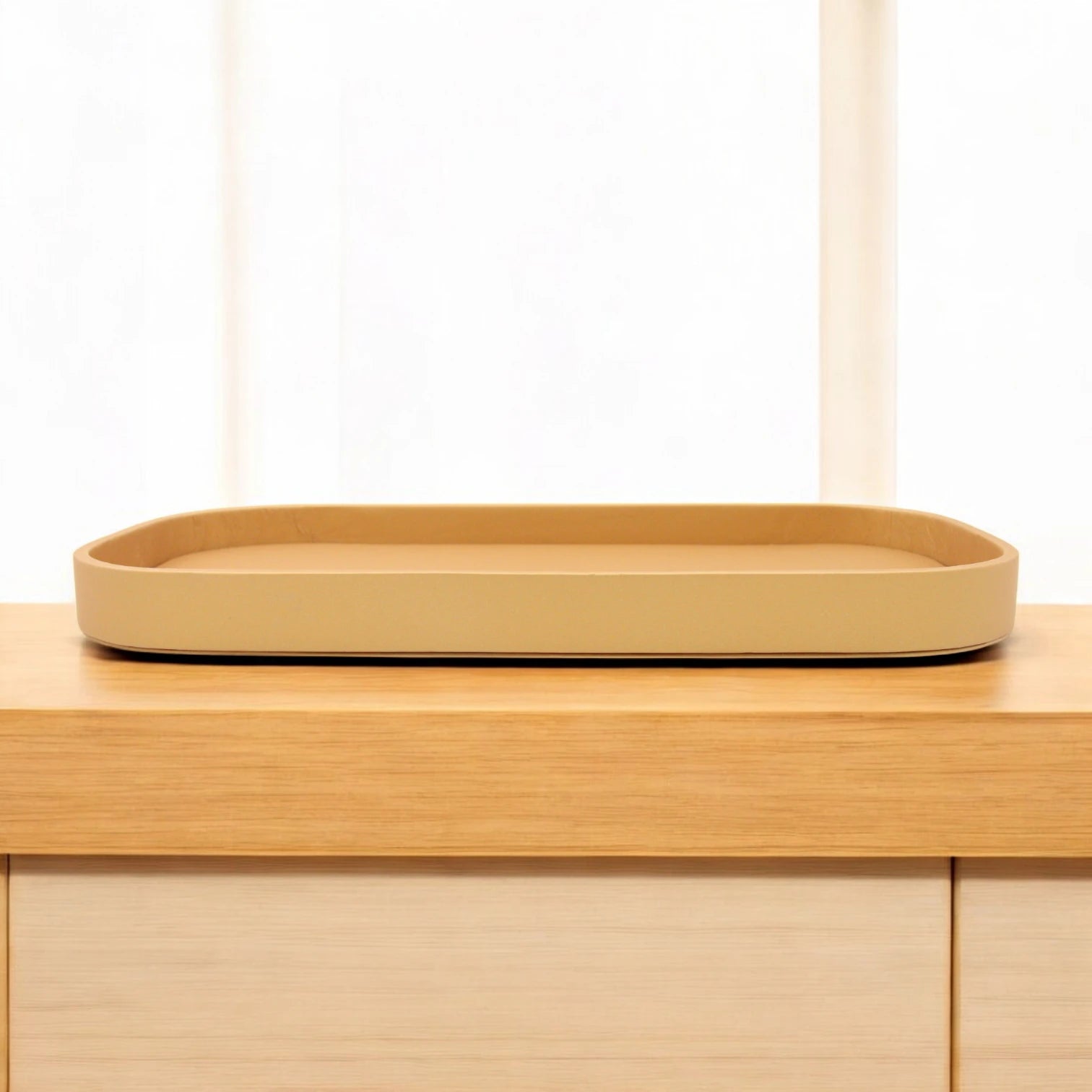 Damoo Modern Matte Brown Decorative Rectangular Canvas Tray with Acrylic Base – Minimalist Organizer for Vanity, Entryway, or Office Desk - Damoo