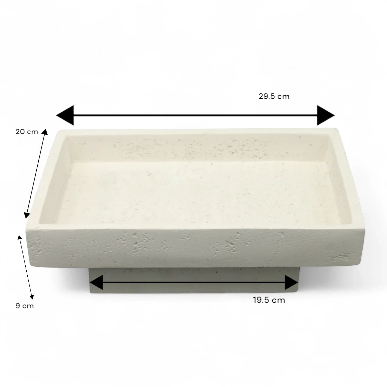 Damoo Modern Minimalist Stone Tray – Handmade Rectangular White Textured Decor Bowl | Real Stone Display Dish - Damoo