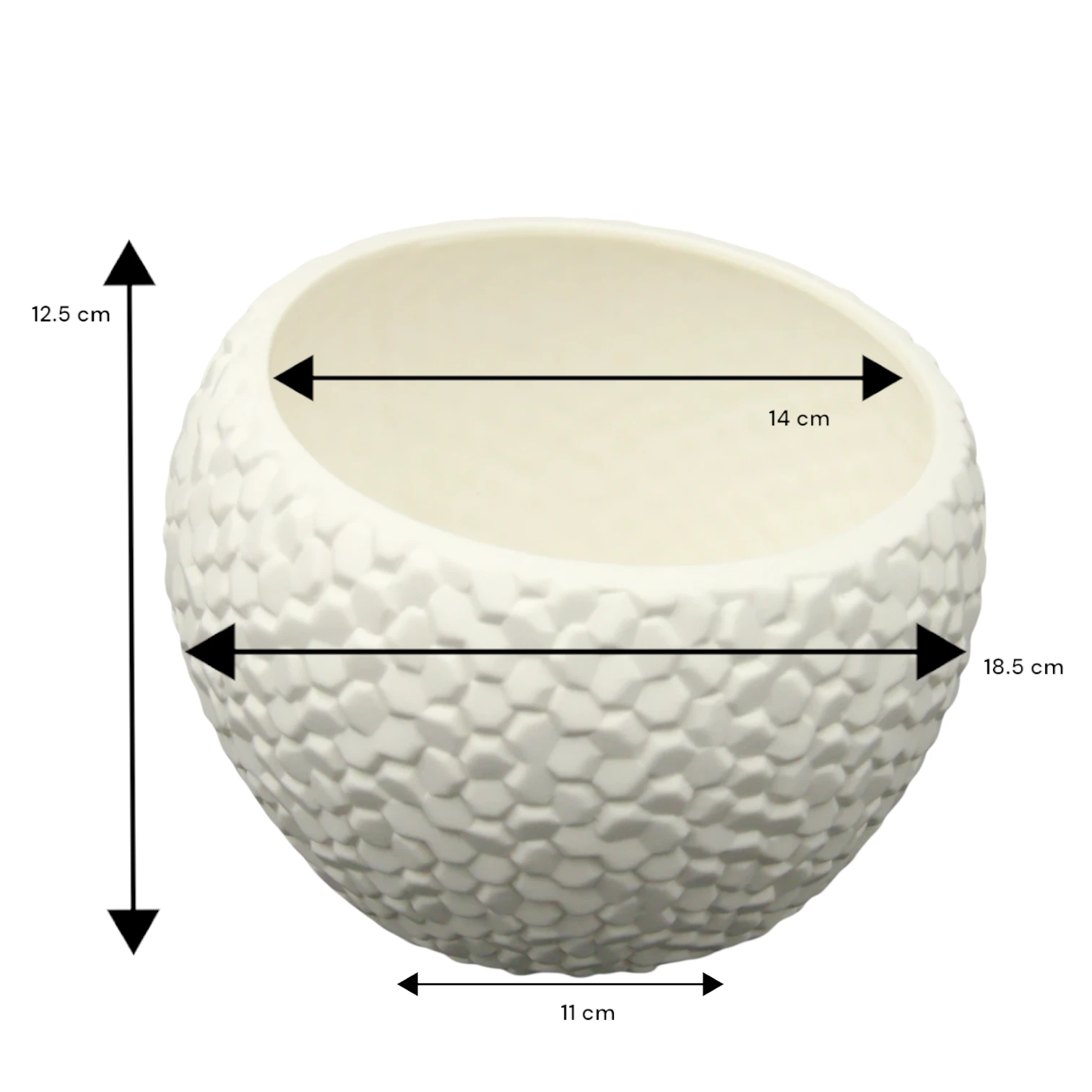 Damoo Modern Textured Ceramic Vase – White Hexagon Pattern Round Pot for Tabletop or Shelf Decor - Damoo