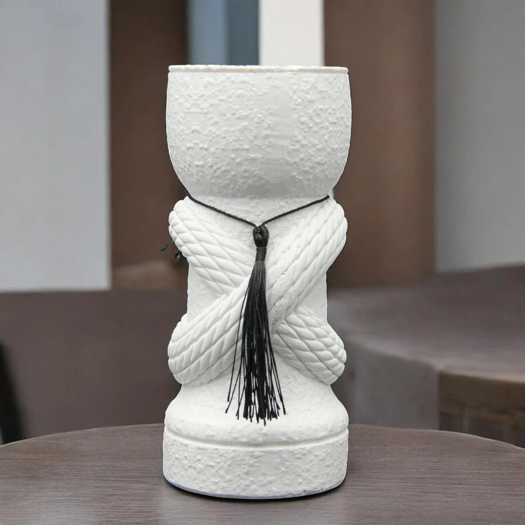Damoo Modern White Ceramic Mabkhara – Rope Design Incense Burner - Black – Arabic Home Décor - Damoo
