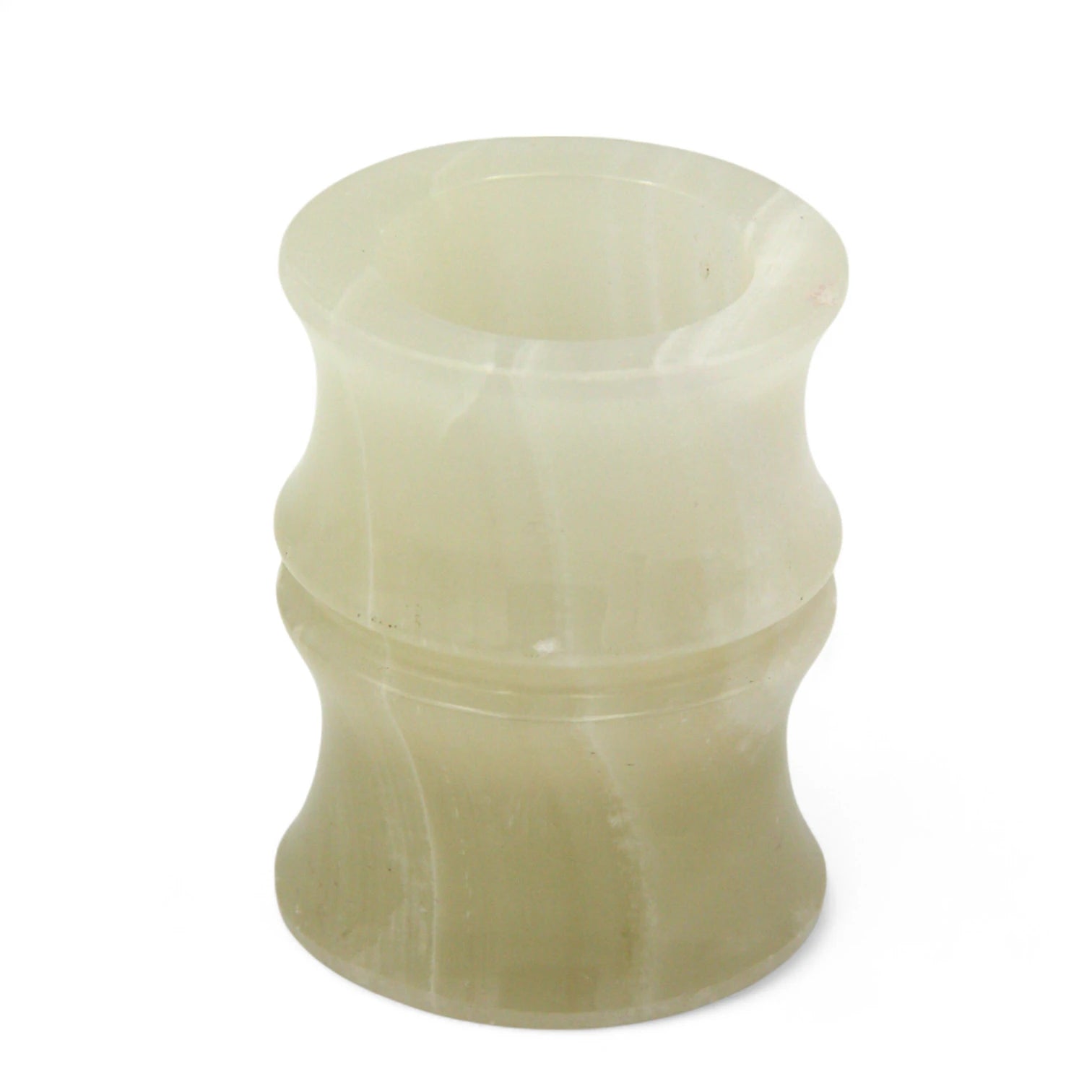 Damoo Natural Onyx Stone Candle Jar – Luxury Polished Marble Decor Piece for Holding Tealights – Elegant Hourglass Design for Living Room, Bedroom, or Gift Giving - Damoo