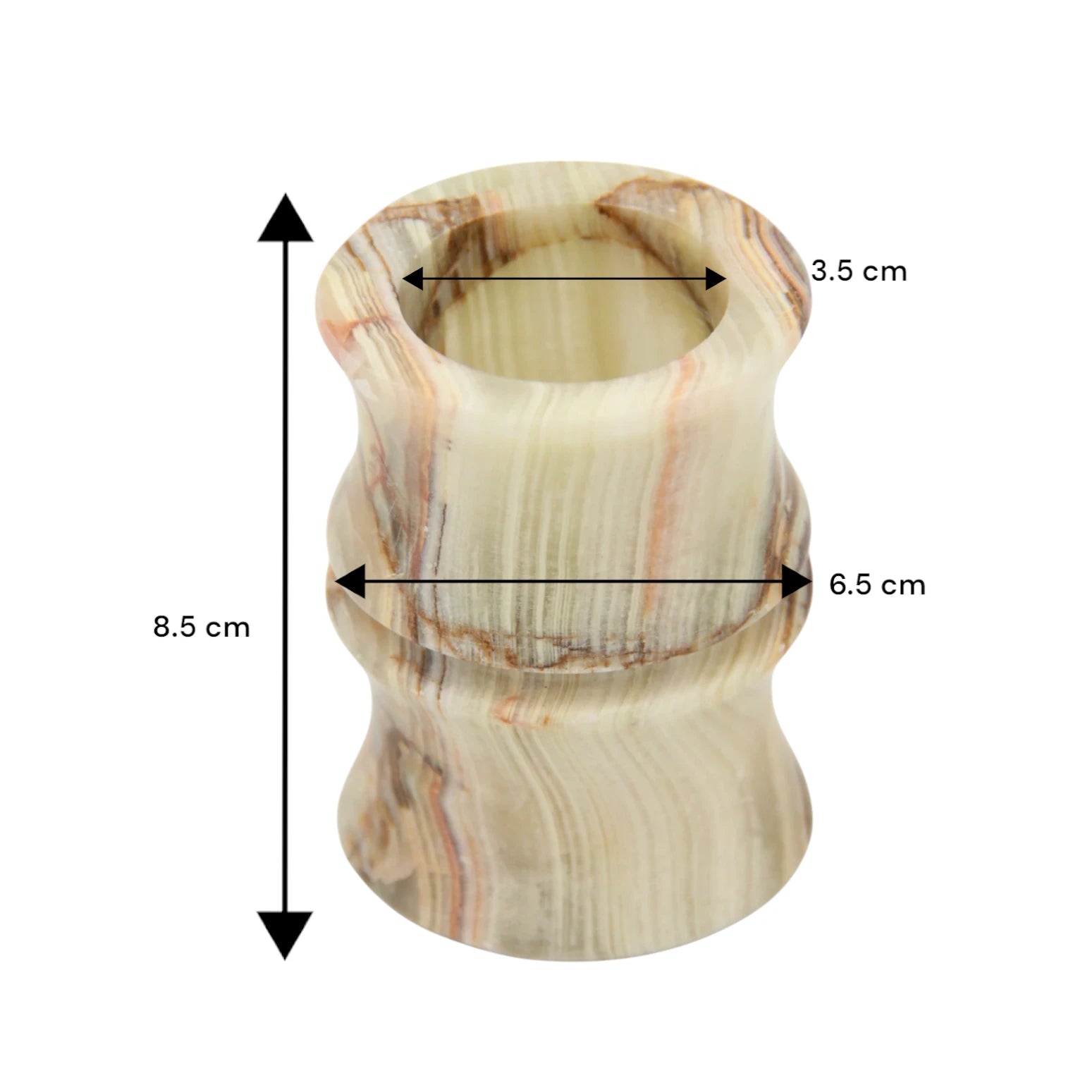 Damoo Natural Onyx Stone Candle Jar – Luxury Polished Marble Decor Piece for Holding Tealights – Elegant Hourglass Design for Living Room, Bedroom, or Gift Giving - Damoo