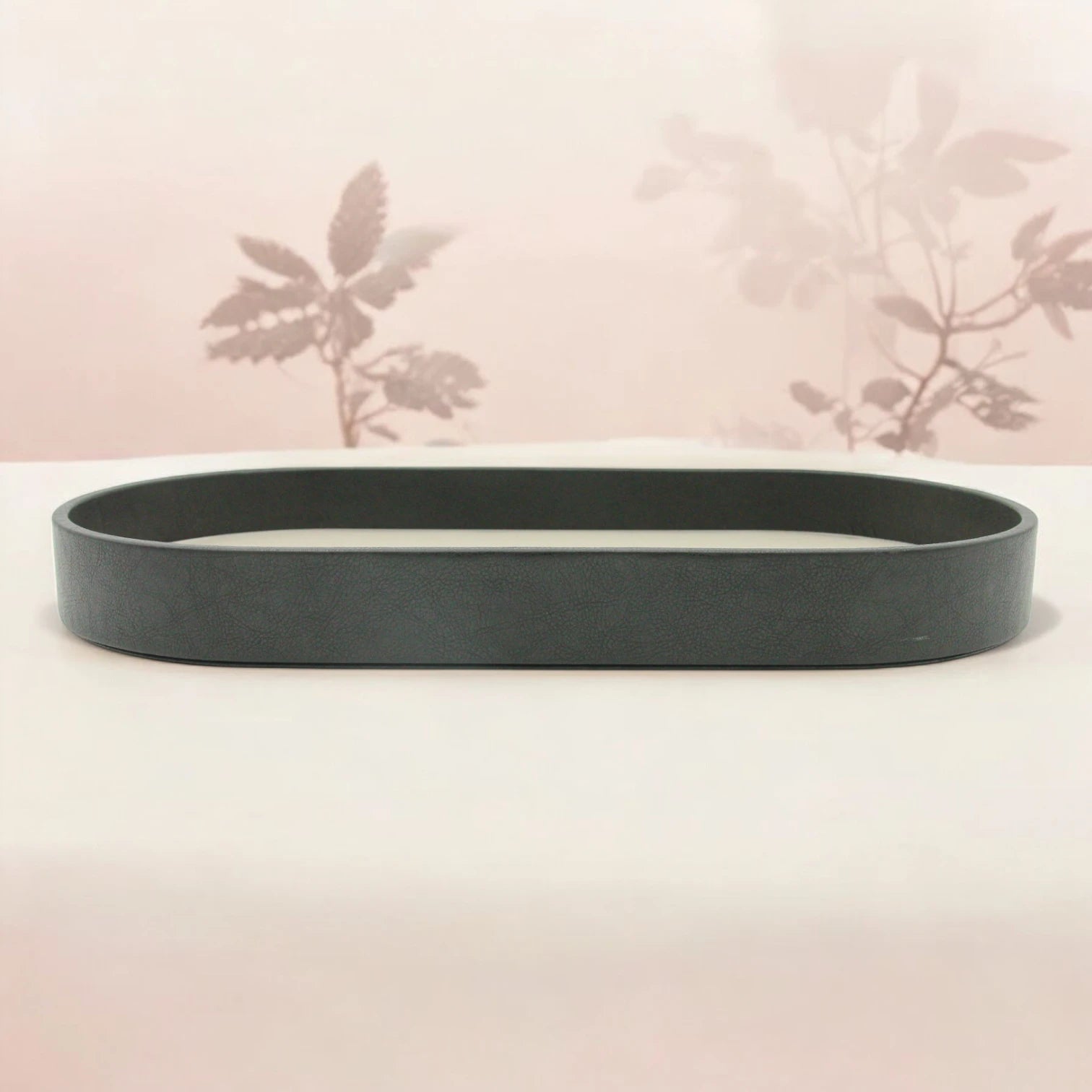 Damoo Oval Canvas Tray with Acrylic Base – Modern Organizer for Jewelry, Keys, Makeup, or Office Desk - Damoo