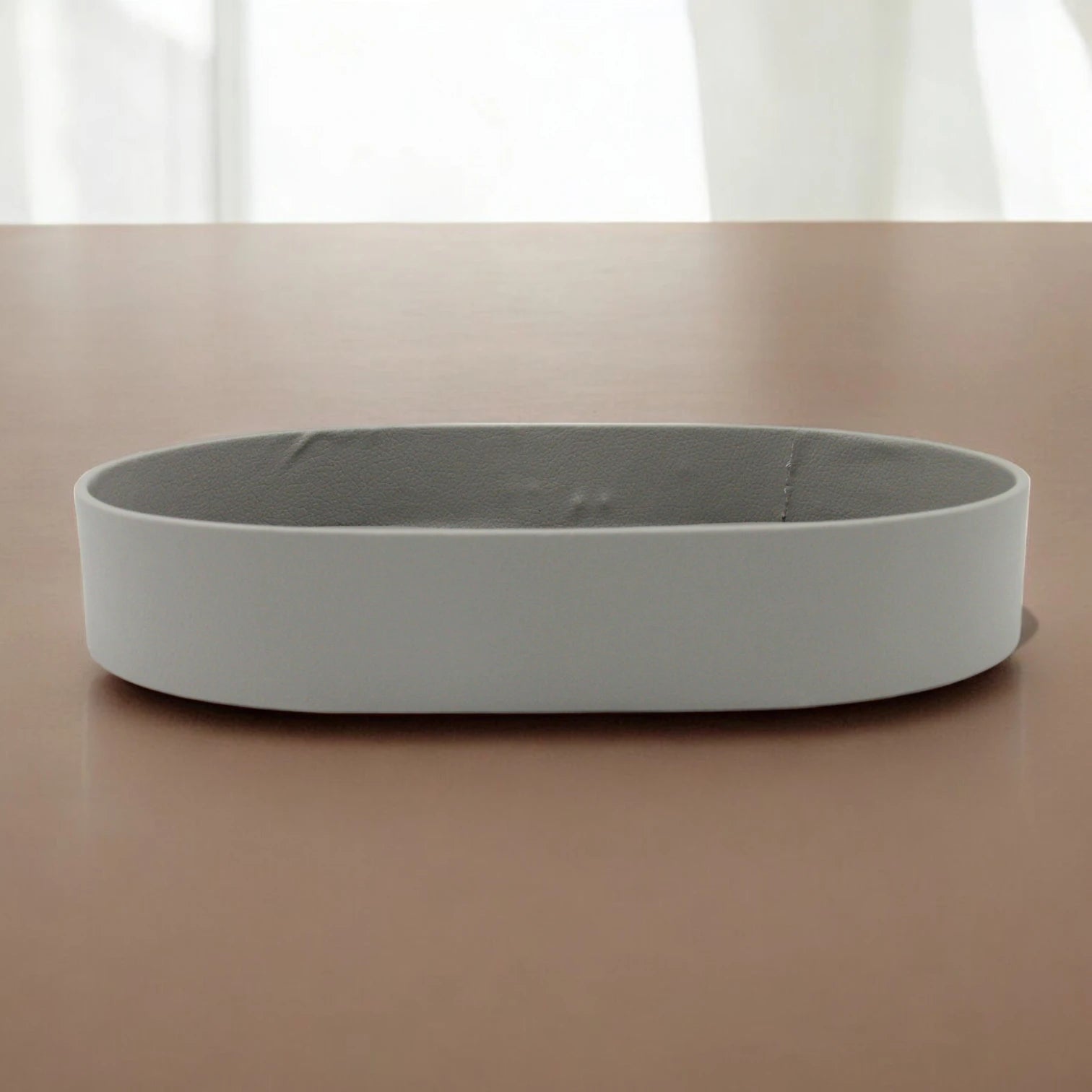 Damoo Oval Faux Leather Tray – Elegant Catchall Organizer for Keys, Coins, Jewelry & Desk Accessories - Damoo