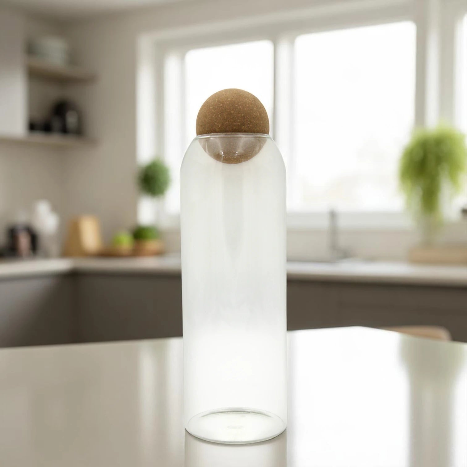 Damoo Premium Glass Storage Jar with Natural Cork Ball Lid – Airtight Transparent Container for Kitchen, Pantry & Home Decor – Minimalist Scandinavian Design - Damoo
