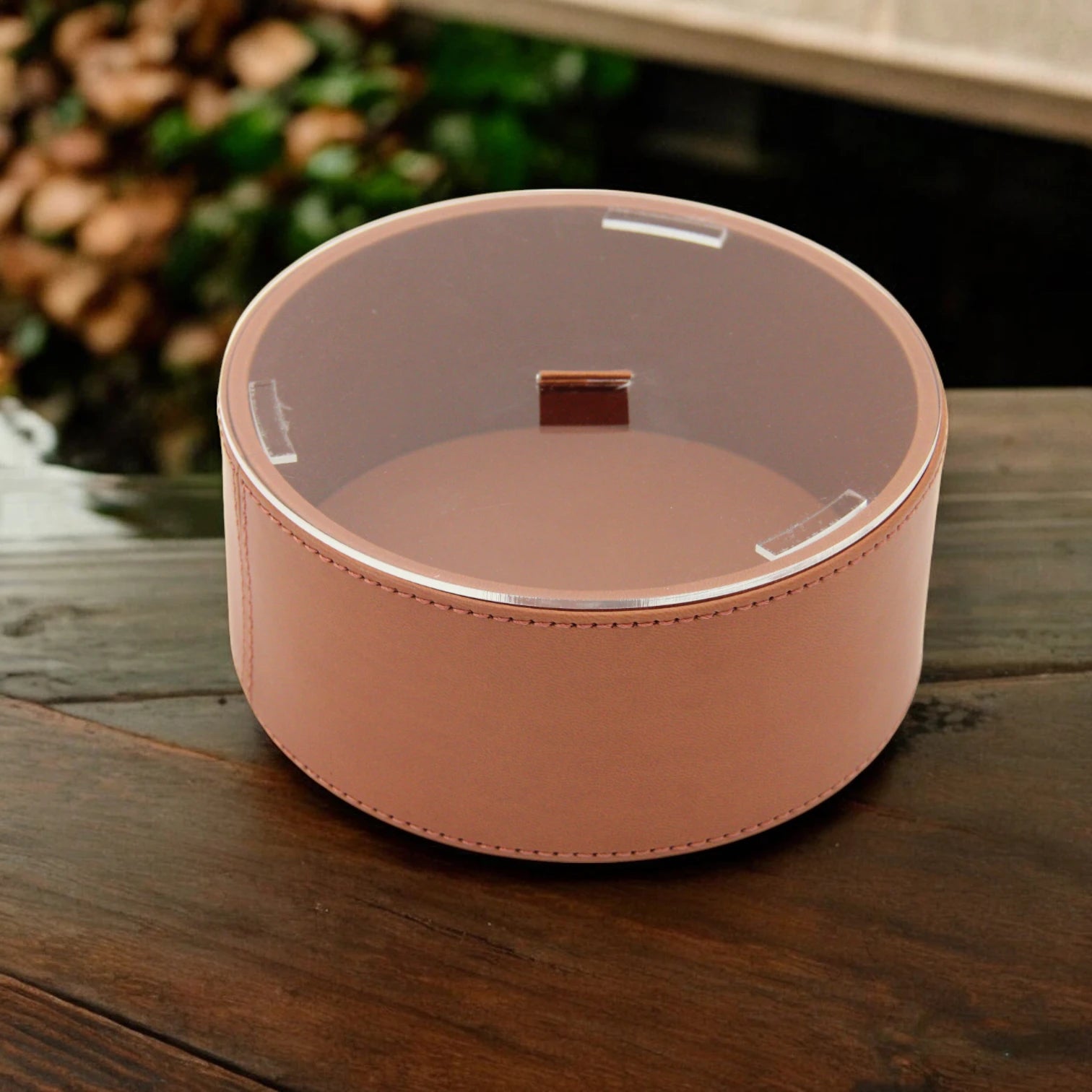 Damoo Round Serving Tray with Acrylic Cover – Minimalist Design - Multi-Purpose Food & Drink Organizer for Kitchen, Coffee Table & Events - Damoo
