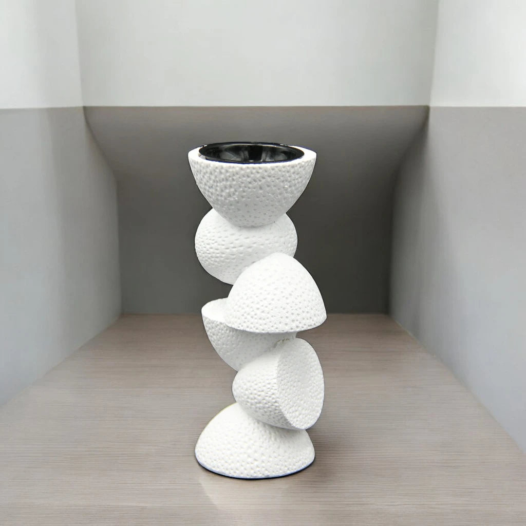 Damoo Spiral Bakhour Burner – Luxury White Arabic Incense Burner with Black Bowl & Tassel | Modern Oud Mabkhara for Home & Majlis Decor - Damoo