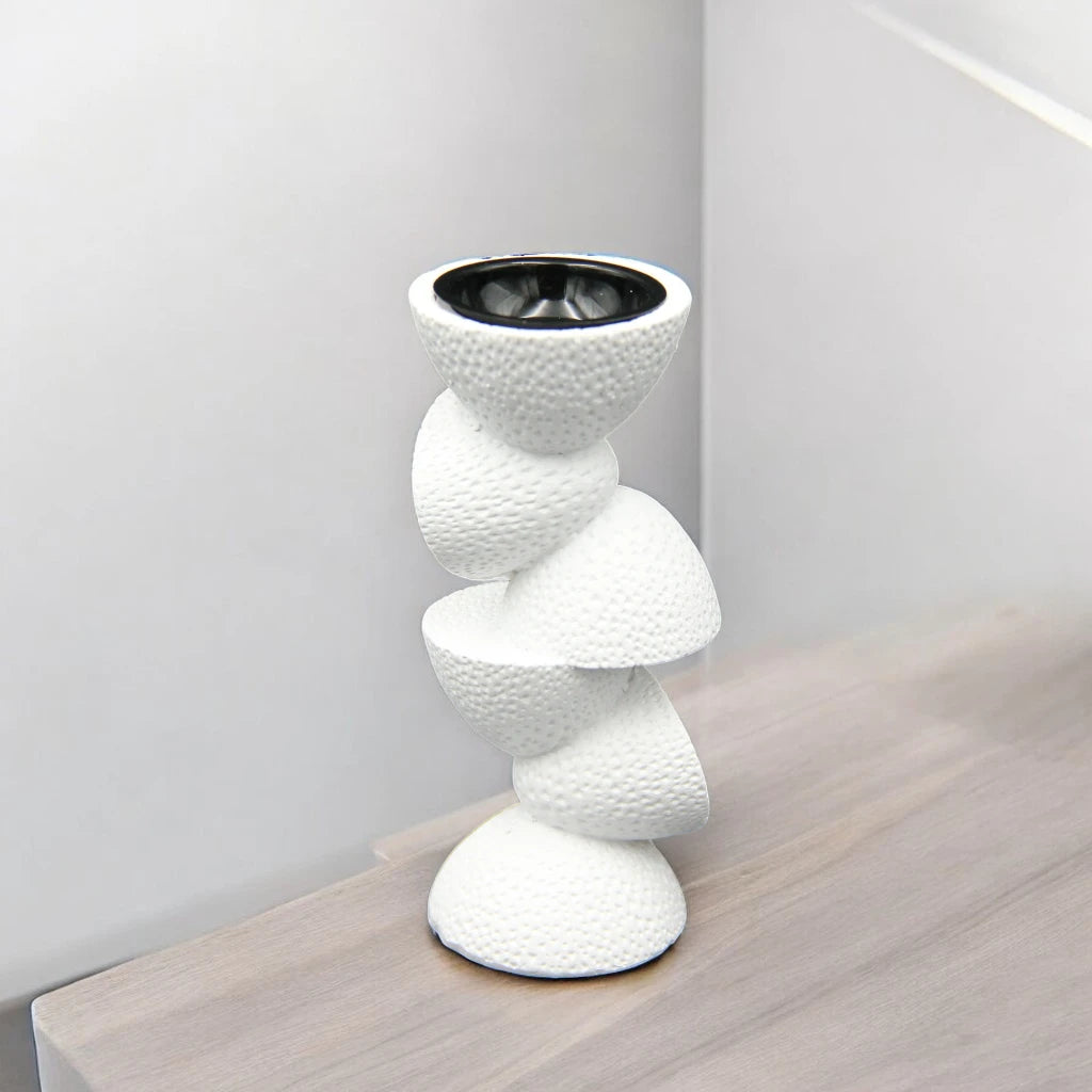 Damoo Spiral Bakhour Burner – Luxury White Arabic Incense Burner with Black Bowl & Tassel | Modern Oud Mabkhara for Home & Majlis Decor - Damoo