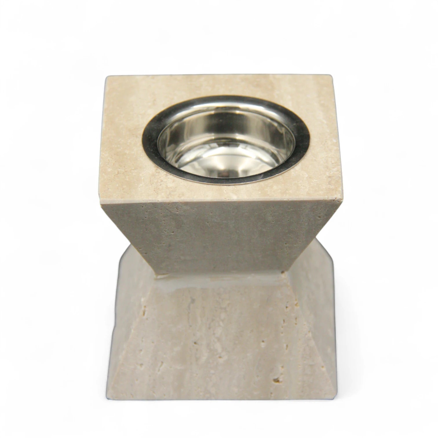 Damoo Square Natural Stone Burner – Handcrafted Marble Holder with Stainless Steel Bowl for Candle, Incense, or Oil | Minimalist Home Décor Accent - Damoo