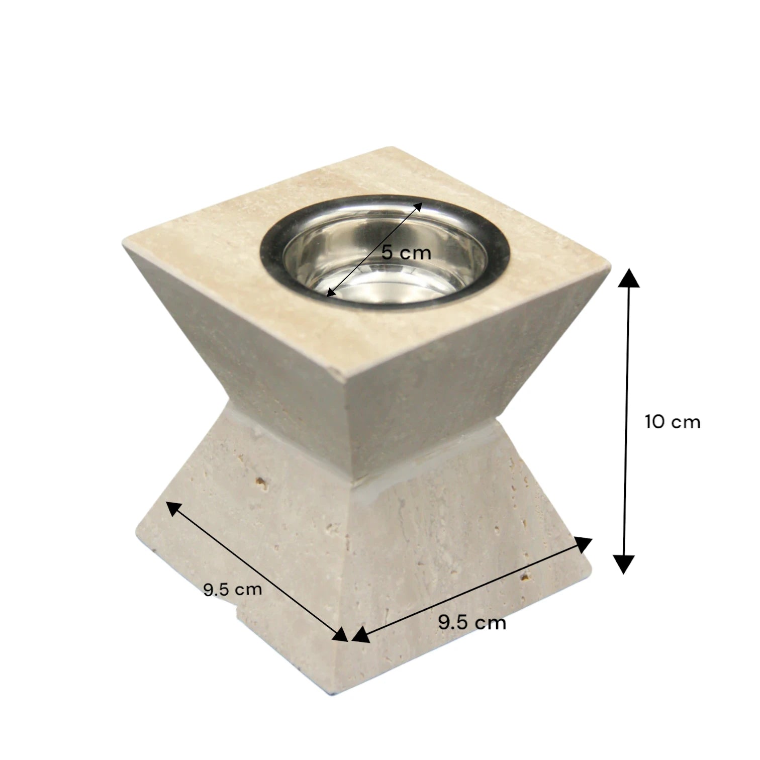 Damoo Square Natural Stone Burner – Handcrafted Marble Holder with Stainless Steel Bowl for Candle, Incense, or Oil | Minimalist Home Décor Accent - Damoo